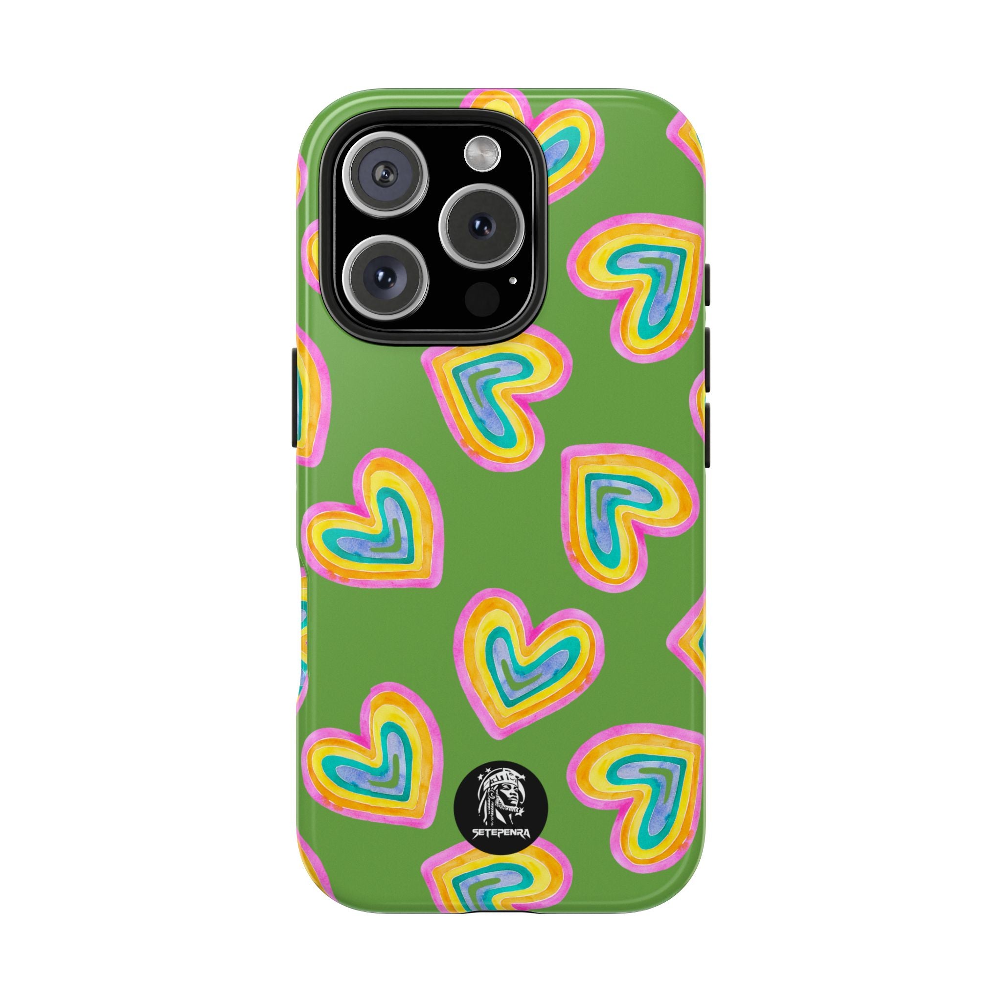Rainbow Heart Tough Phone Case (For iPhone, Galaxy & More) - Green