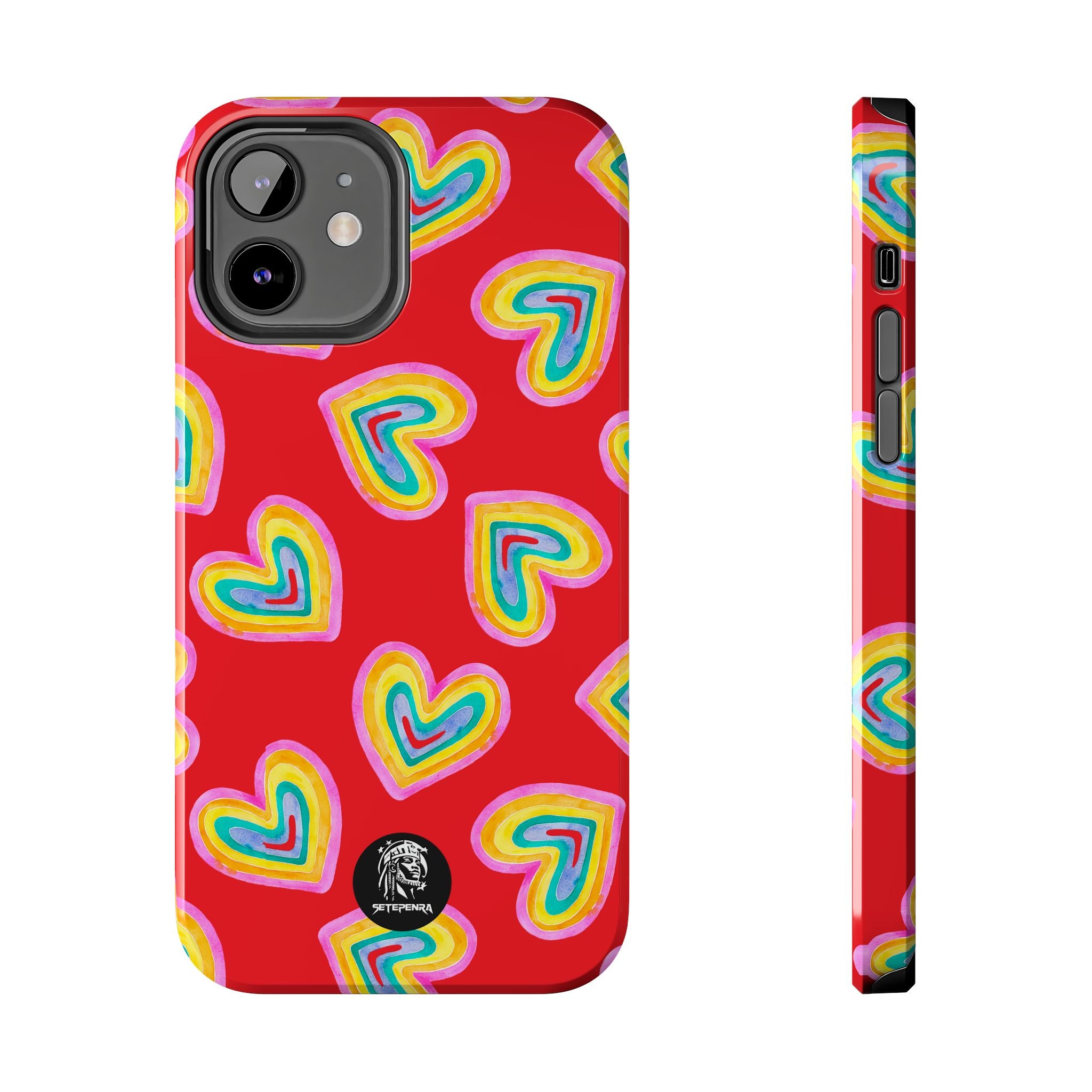 Rainbow Heart Tough Phone Case (For iPhone, Galaxy & More) - Red SETEPENRA Phone Case.
