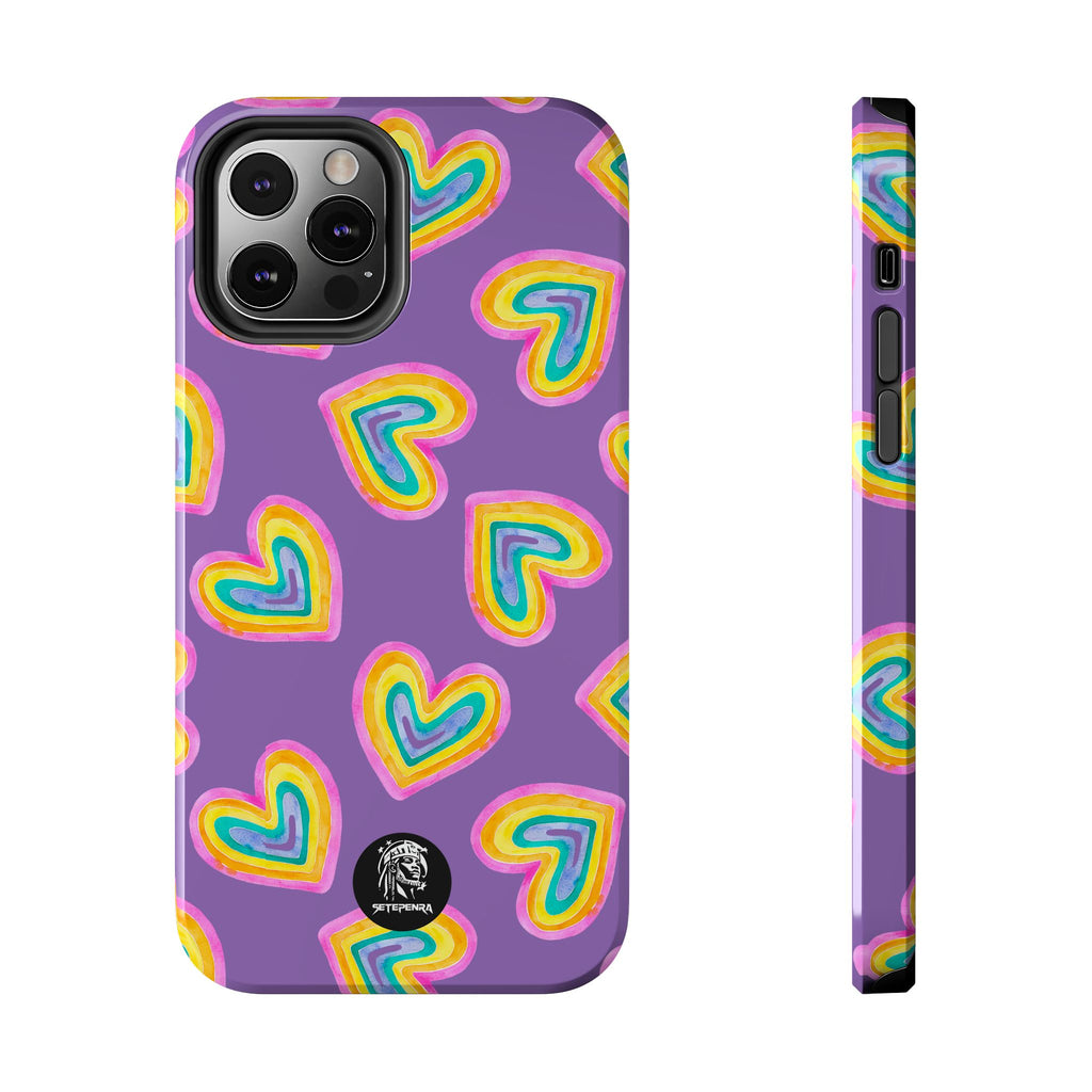 Rainbow Heart Tough Phone Case (For iPhone, Galaxy & More) - Light Purple SETEPENRA Phone Case.