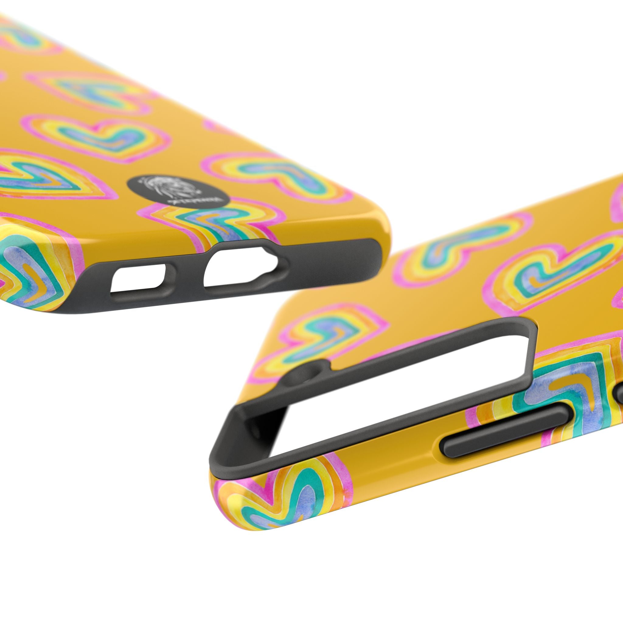 Rainbow Heart Tough Phone Case (For iPhone, Galaxy & More) - Yellow