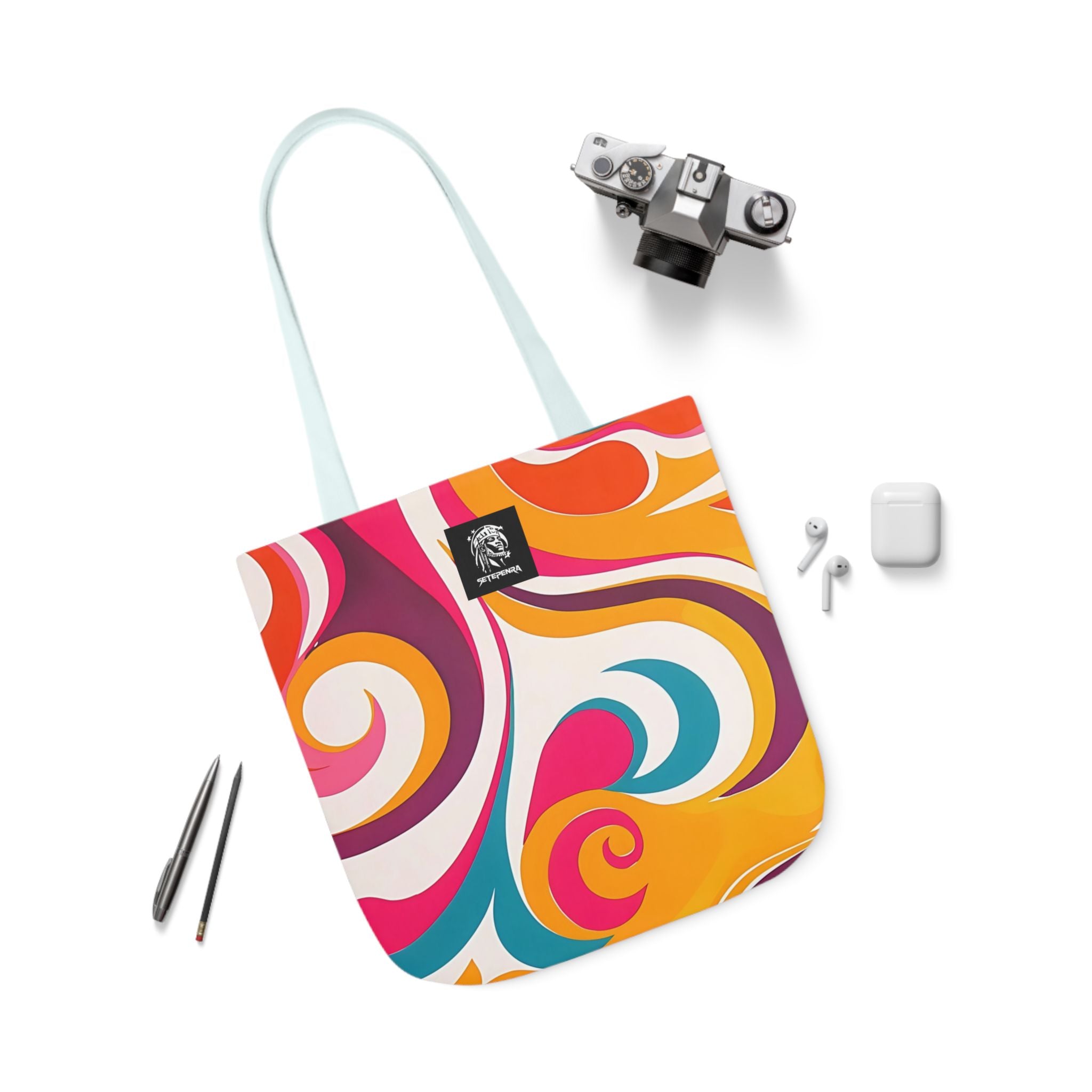 Golden Kandi Swirl  Canvas Tote Bag, 5-Color Straps