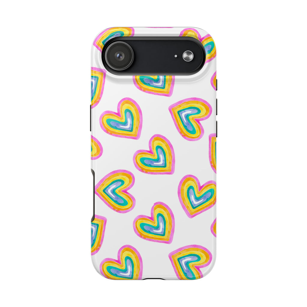 Rainbow Heart Tough Phone Case — Durable Cute Protective Phone Cover