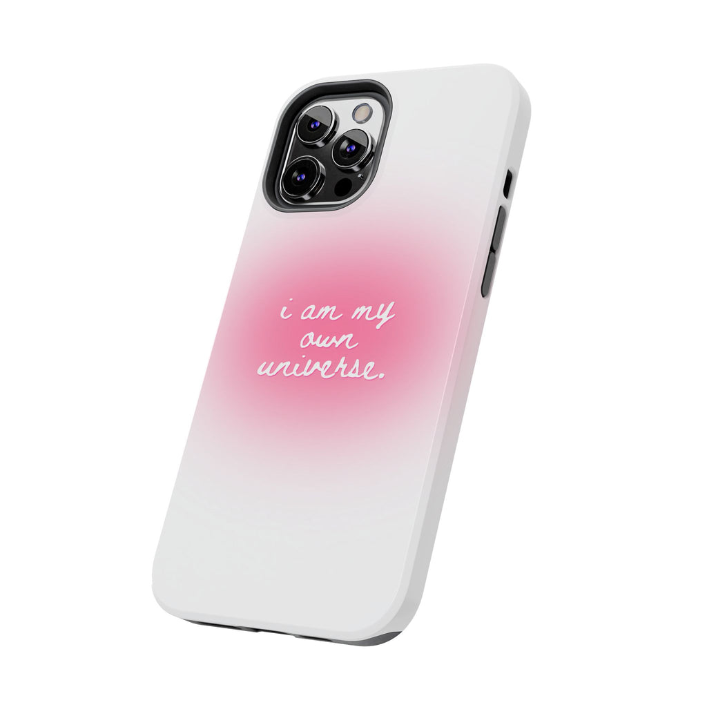 I Am My Own Universe — Pink On White Protective Cover Tough Phone Case