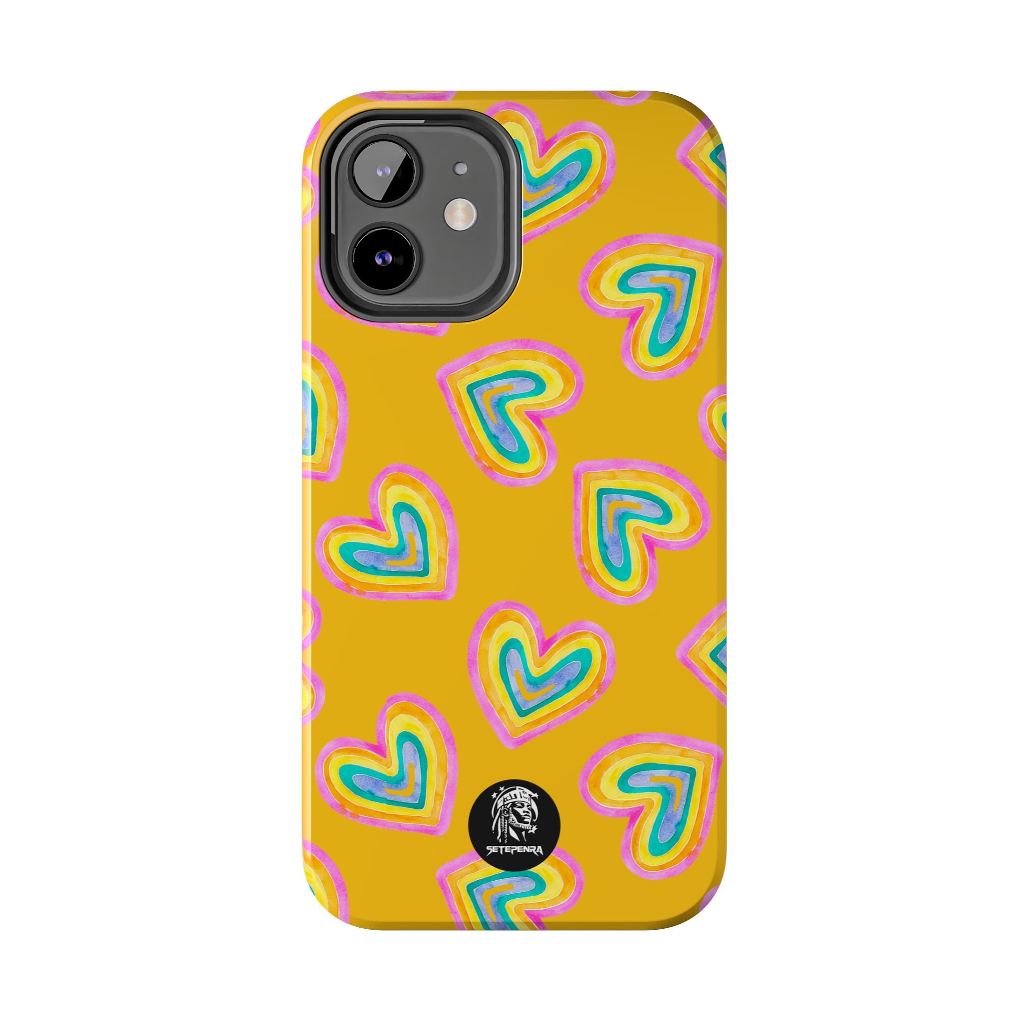 Rainbow Heart Tough Phone Case (For iPhone, Galaxy & More) - Yellow