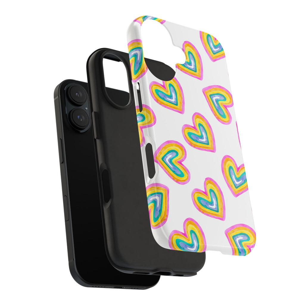 Rainbow Heart Tough Phone Case — Durable Cute Protective Phone Cover