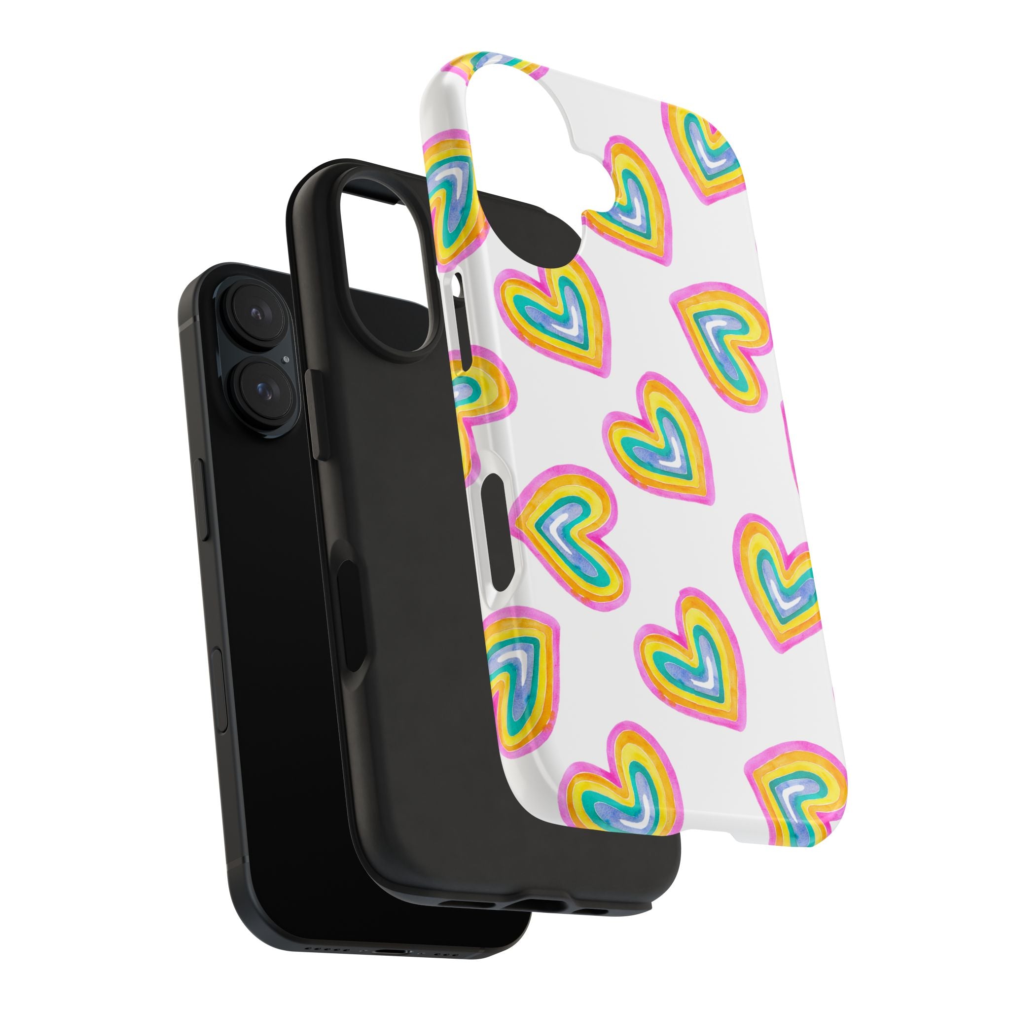 Rainbow Heart Tough Phone Case — Durable Cute Protective Phone Cover