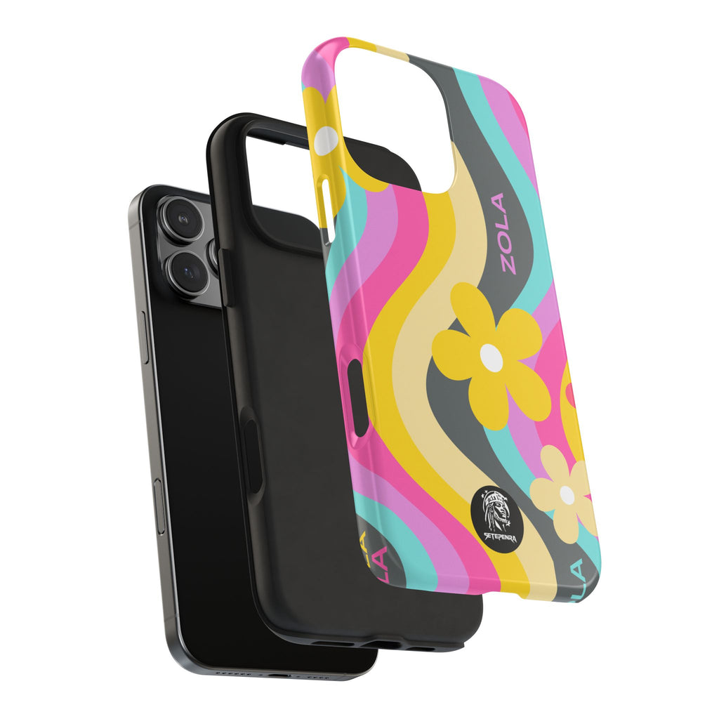 Zola Tough Phone Case (For iPhone, Galaxy & More) - Dark Grey Wave