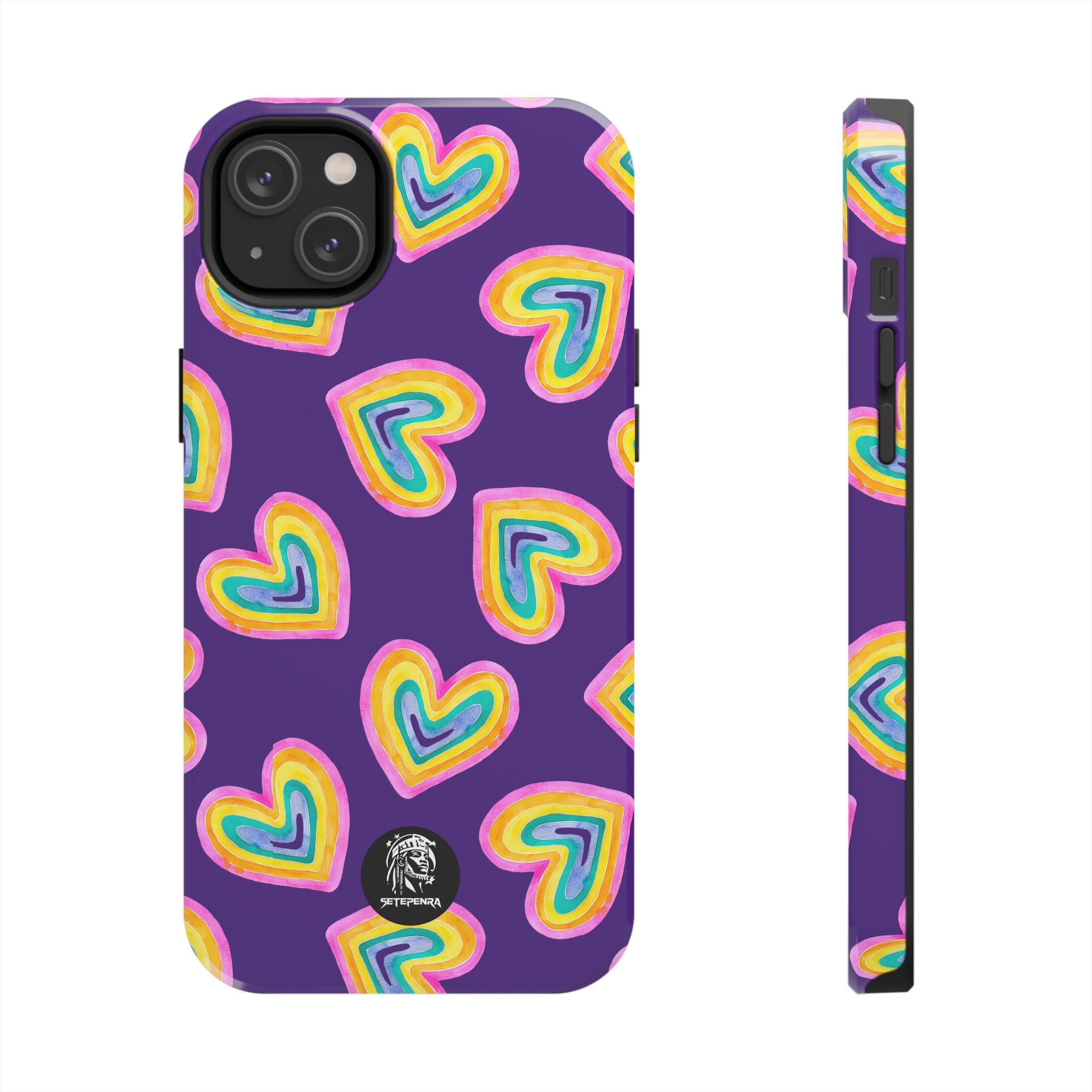 Rainbow Heart Tough Phone Case (For iPhone, Galaxy & More) - Purple