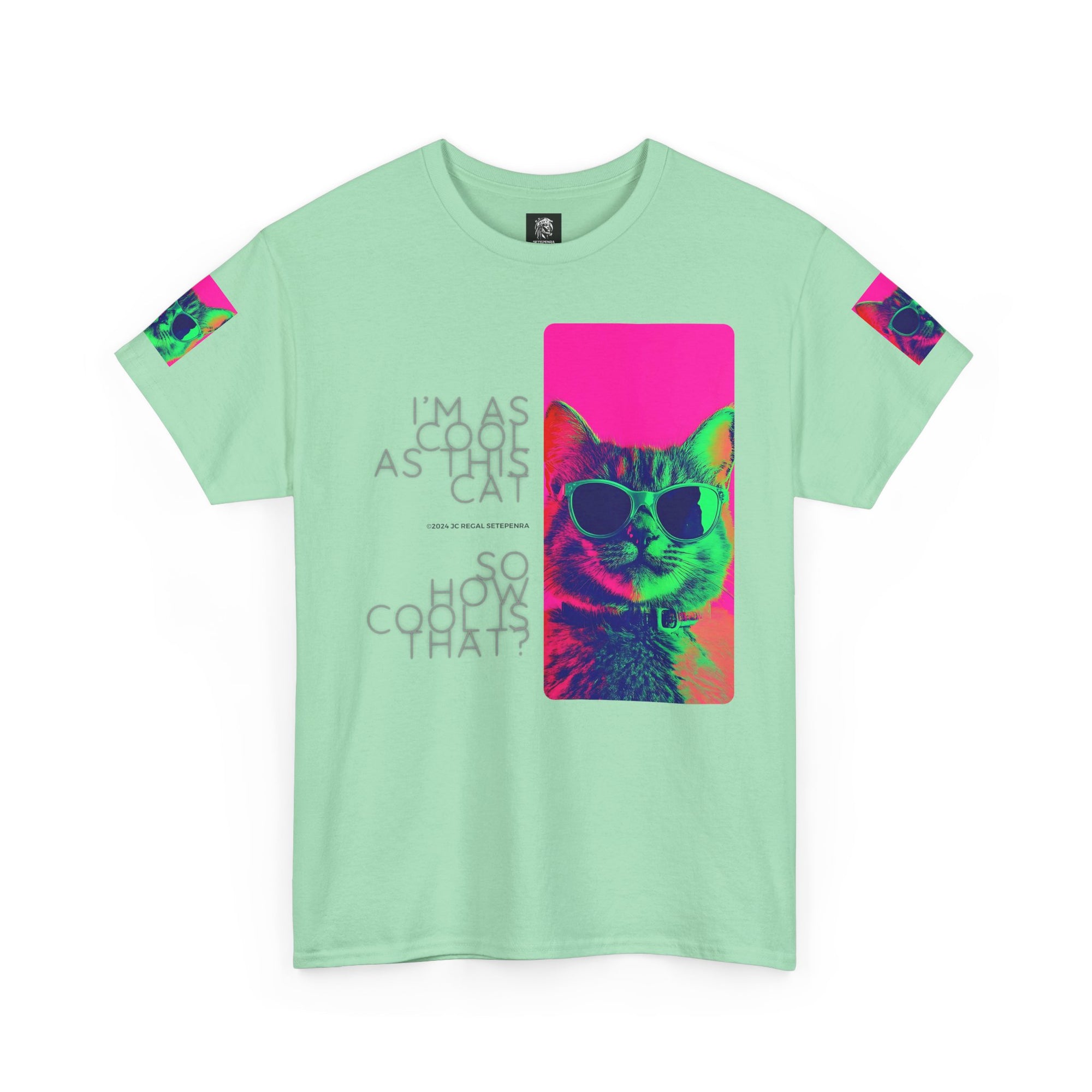 Cool Cat (Whiskers 1) Unisex Heavy Cotton Tee SETEPENRA T-Shirt.