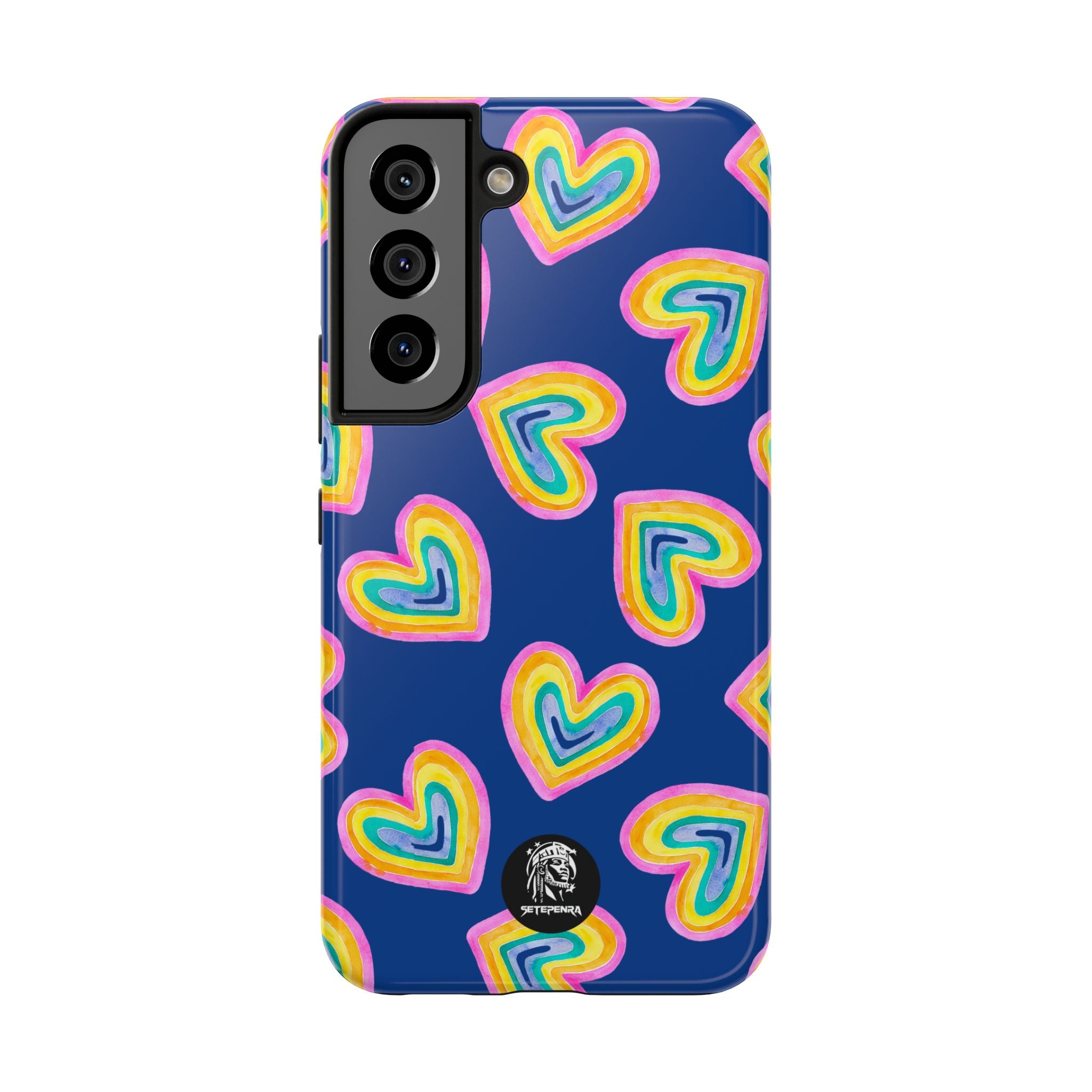 Rainbow Heart Tough Phone Case (For iPhone, Galaxy & More) - Dark Blue