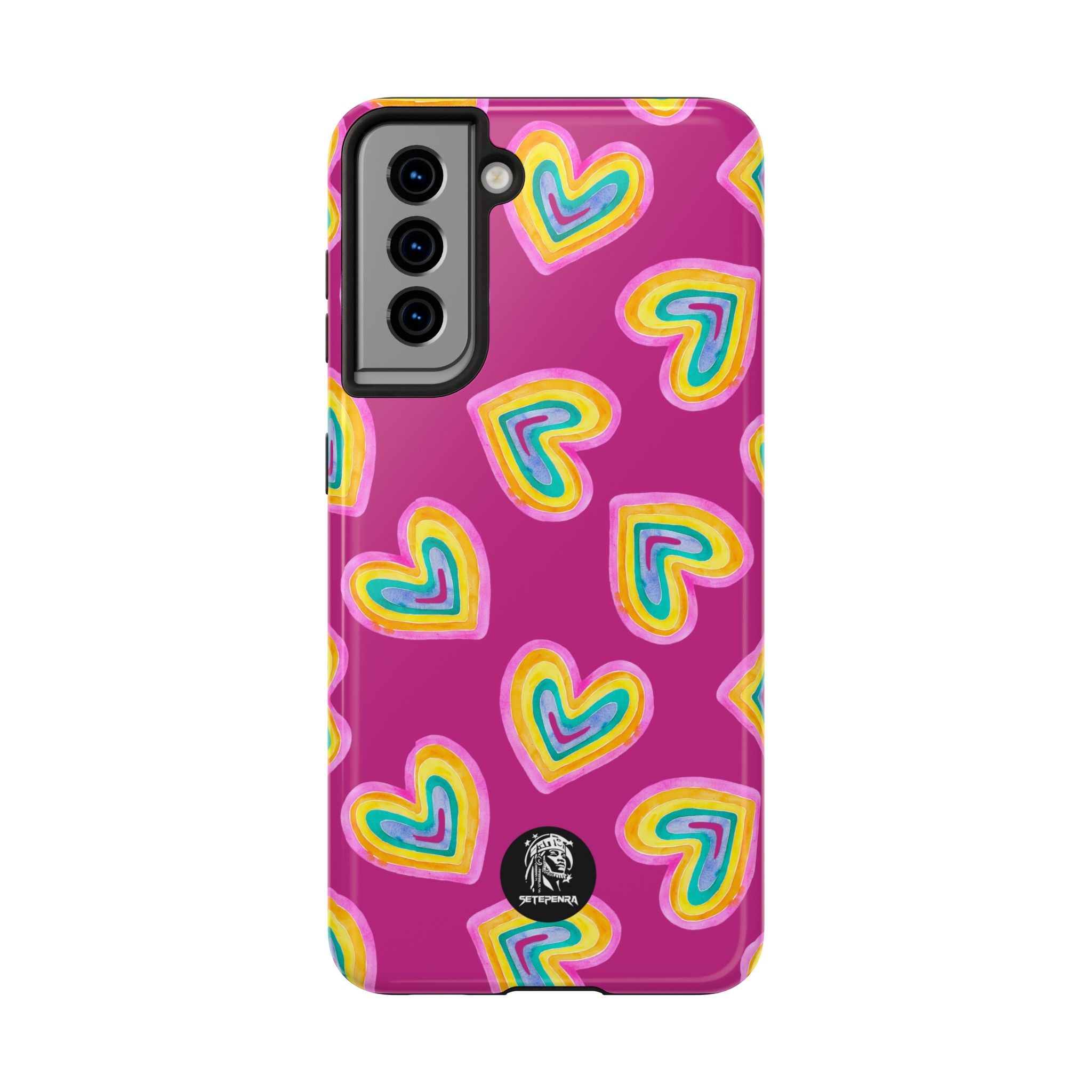 Rainbow Heart Tough Phone Case (For iPhone, Galaxy & More) - Pink