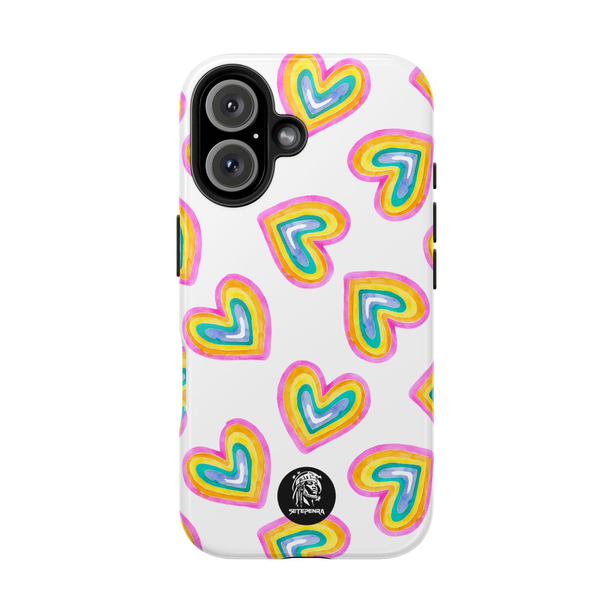 Rainbow Heart Tough Phone Case (For iPhone, Galaxy & More) - White