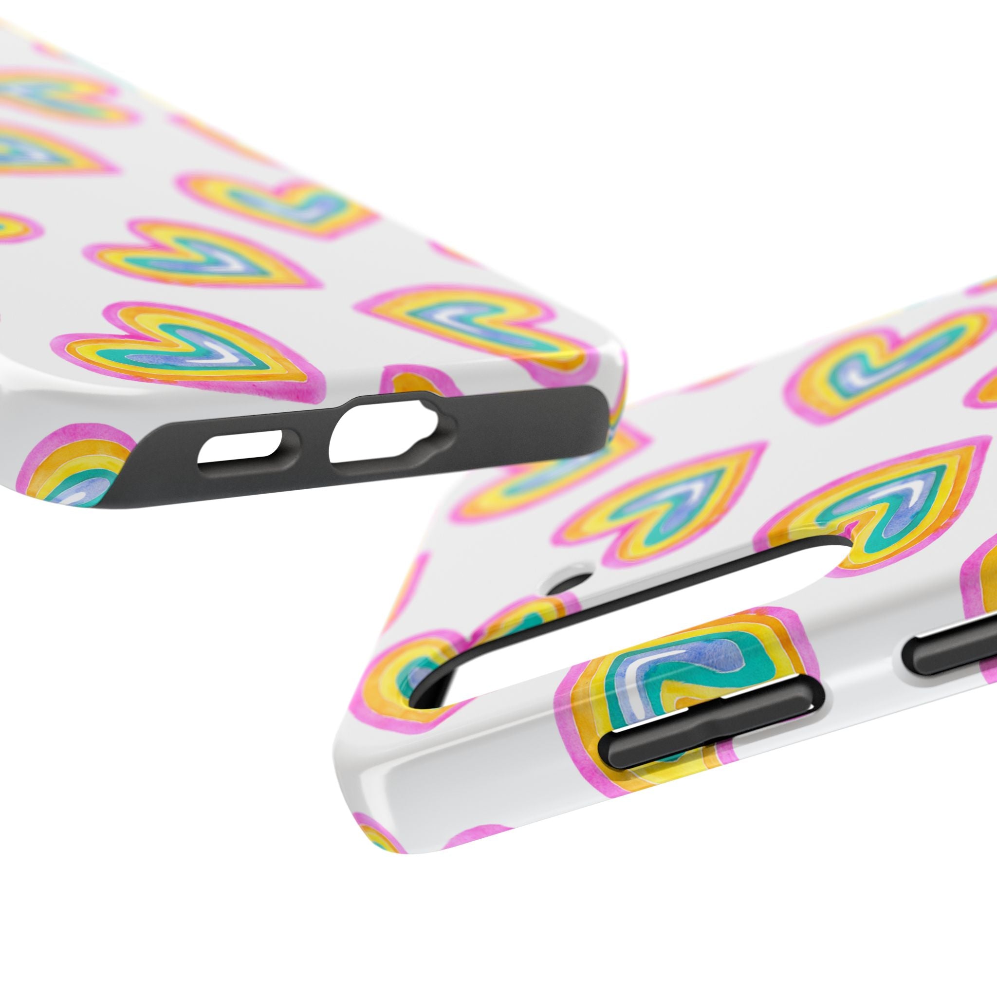 Rainbow Heart Tough Phone Case — Durable Cute Protective Phone Cover