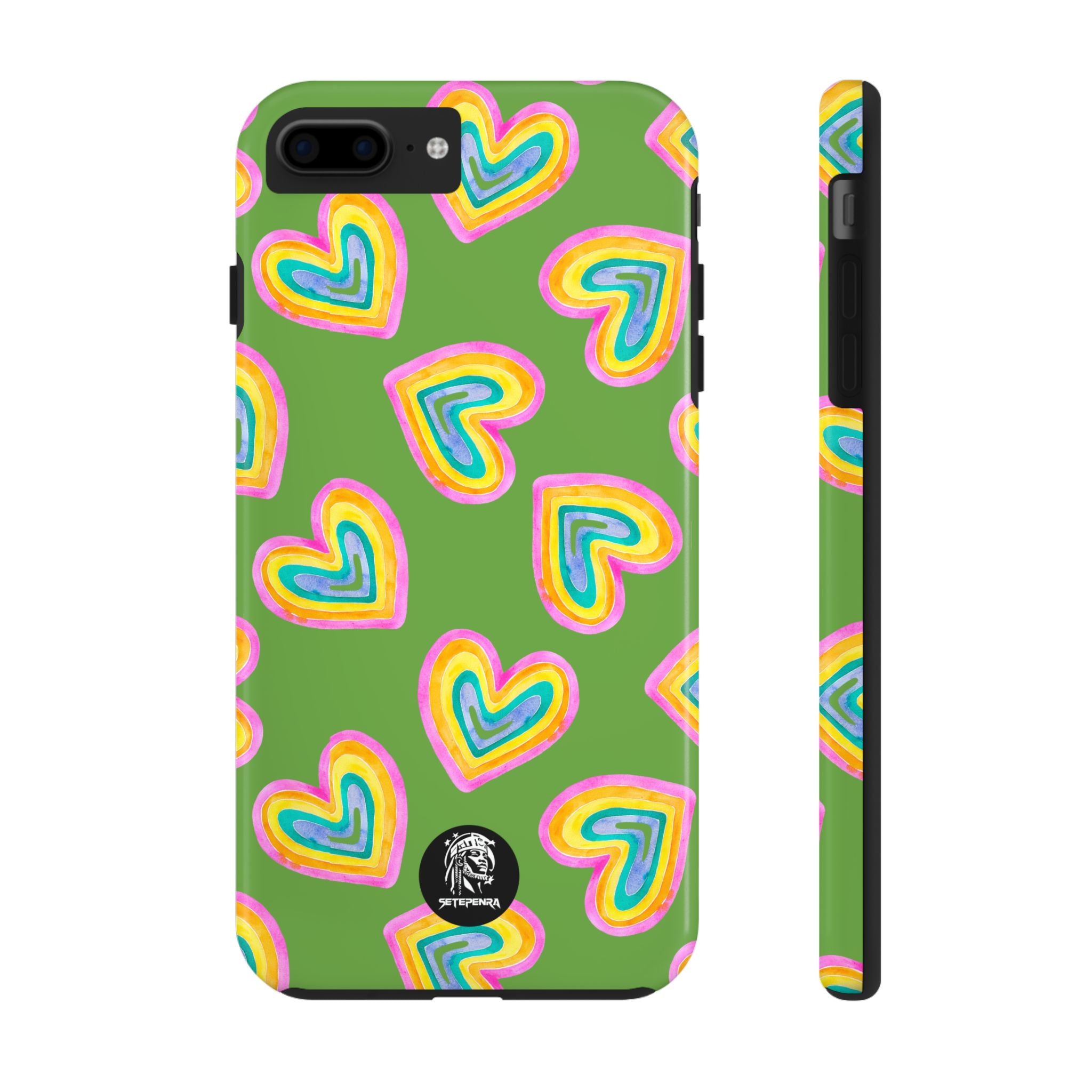 Rainbow Heart Tough Phone Case (For iPhone, Galaxy & More) - Green SETEPENRA Phone Case.