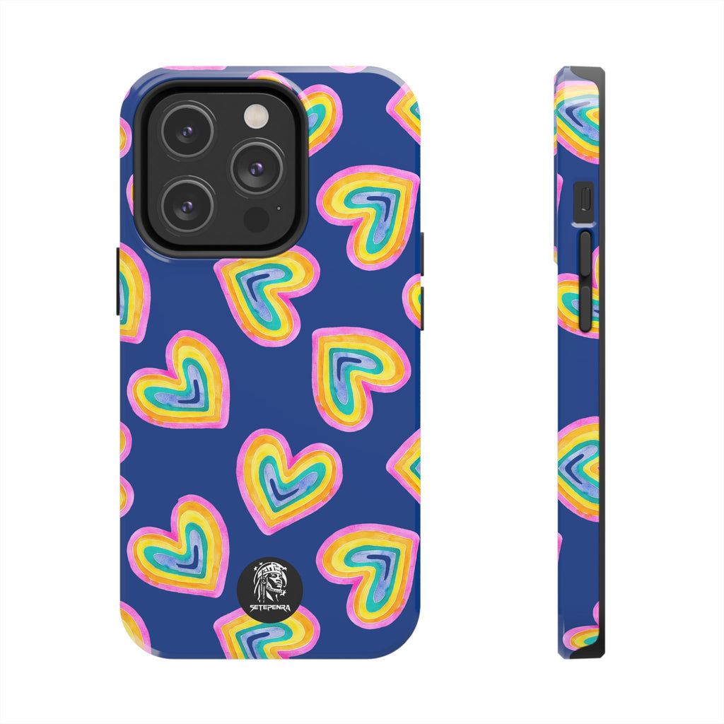 Rainbow Heart Tough Phone Case (For iPhone, Galaxy & More) - Dark Blue SETEPENRA Phone Case.