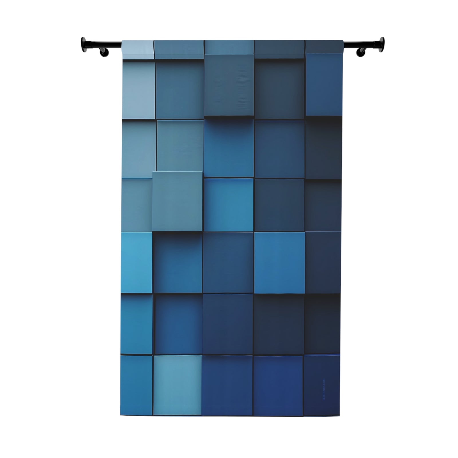 Blue Blocks Window Curtains (1 Piece) SETEPENRA Home Decor.