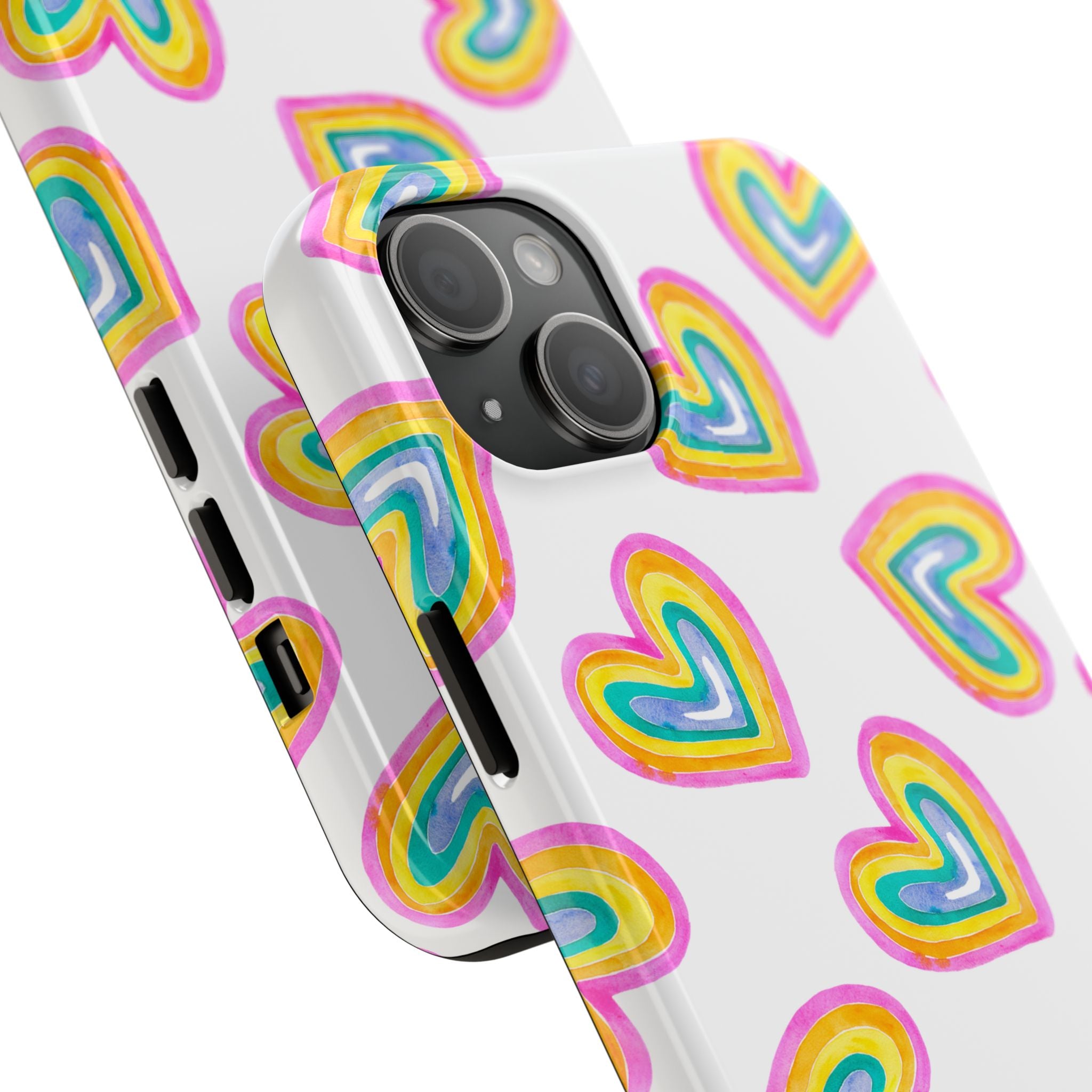 Rainbow Heart Tough Phone Case — Durable Cute Protective Phone Cover