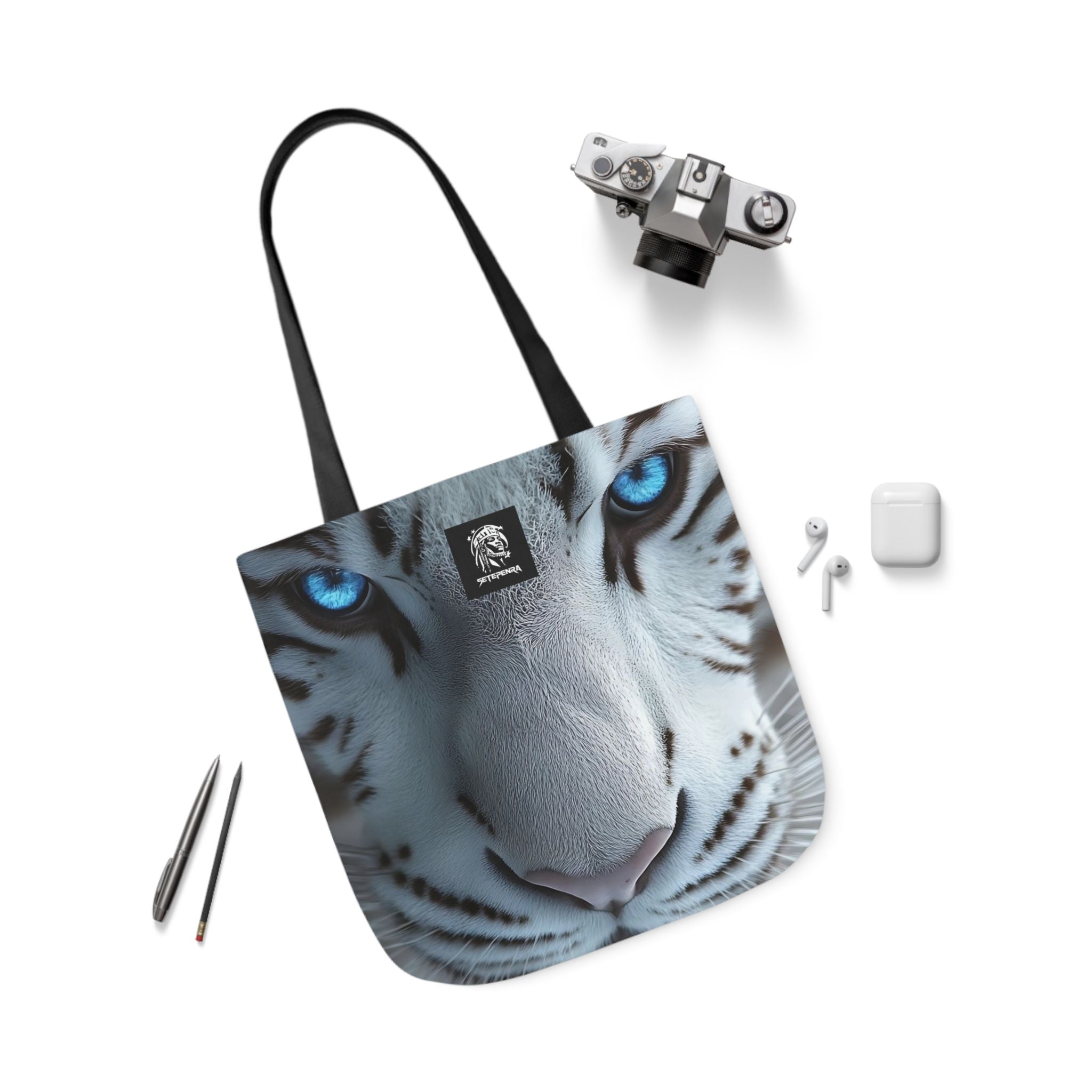 Primal Power Canvas Tote Bag, 5-Color Straps - White Tiger (2nd Edition)
