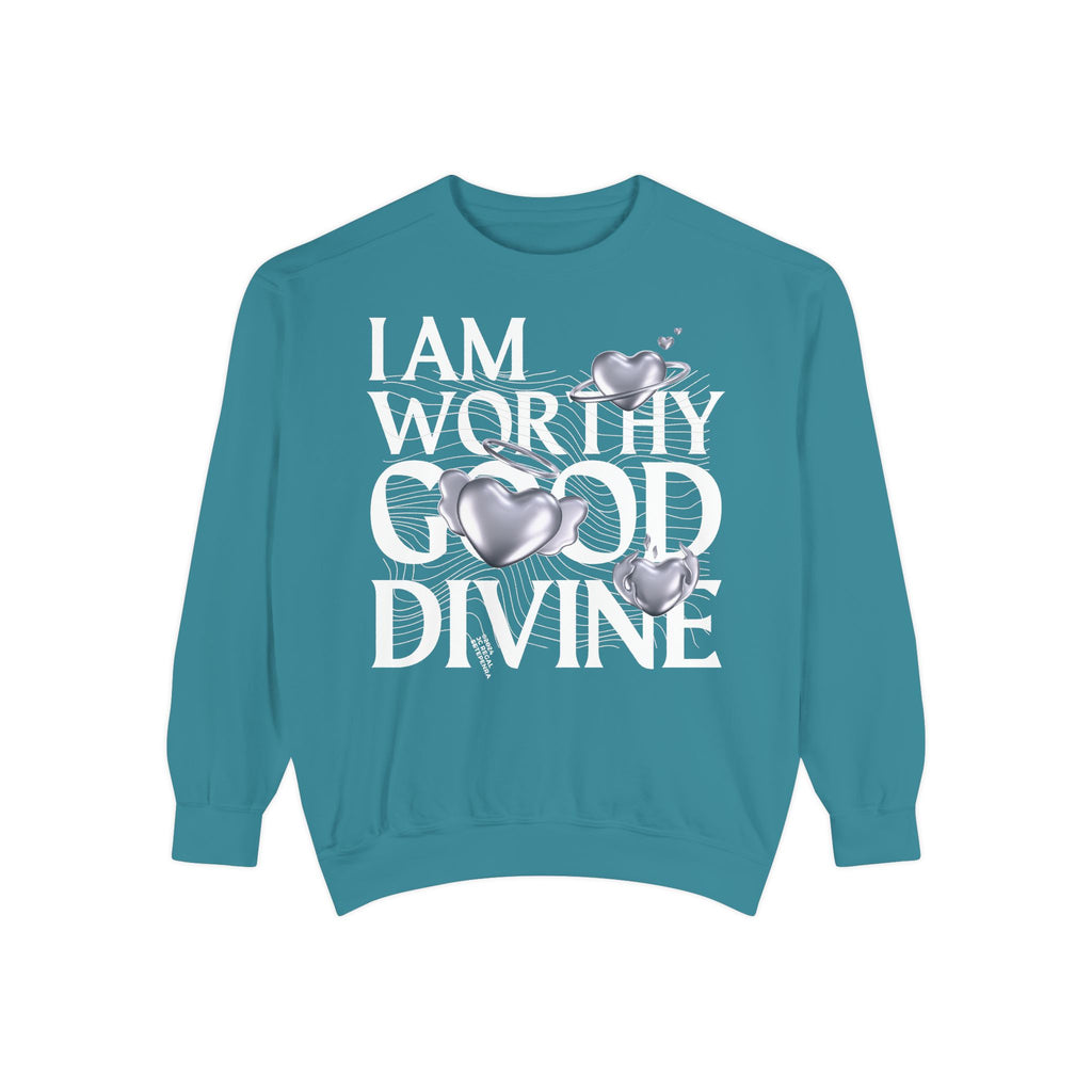 I AM WORTHY GOOD DIVINE Unisex Garment-Dyed Sweatshirt SETEPENRA Sweatshirt.