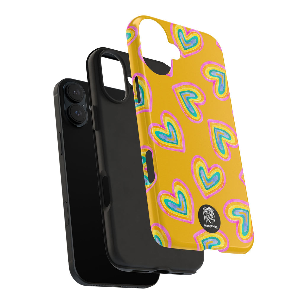Rainbow Heart Tough Phone Case (For iPhone, Galaxy & More) - Yellow