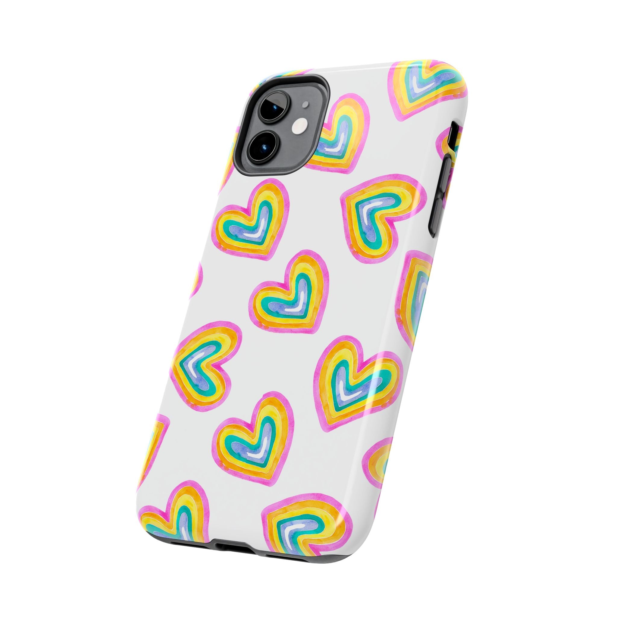 Rainbow Heart Tough Phone Case — Durable Cute Protective Phone Cover