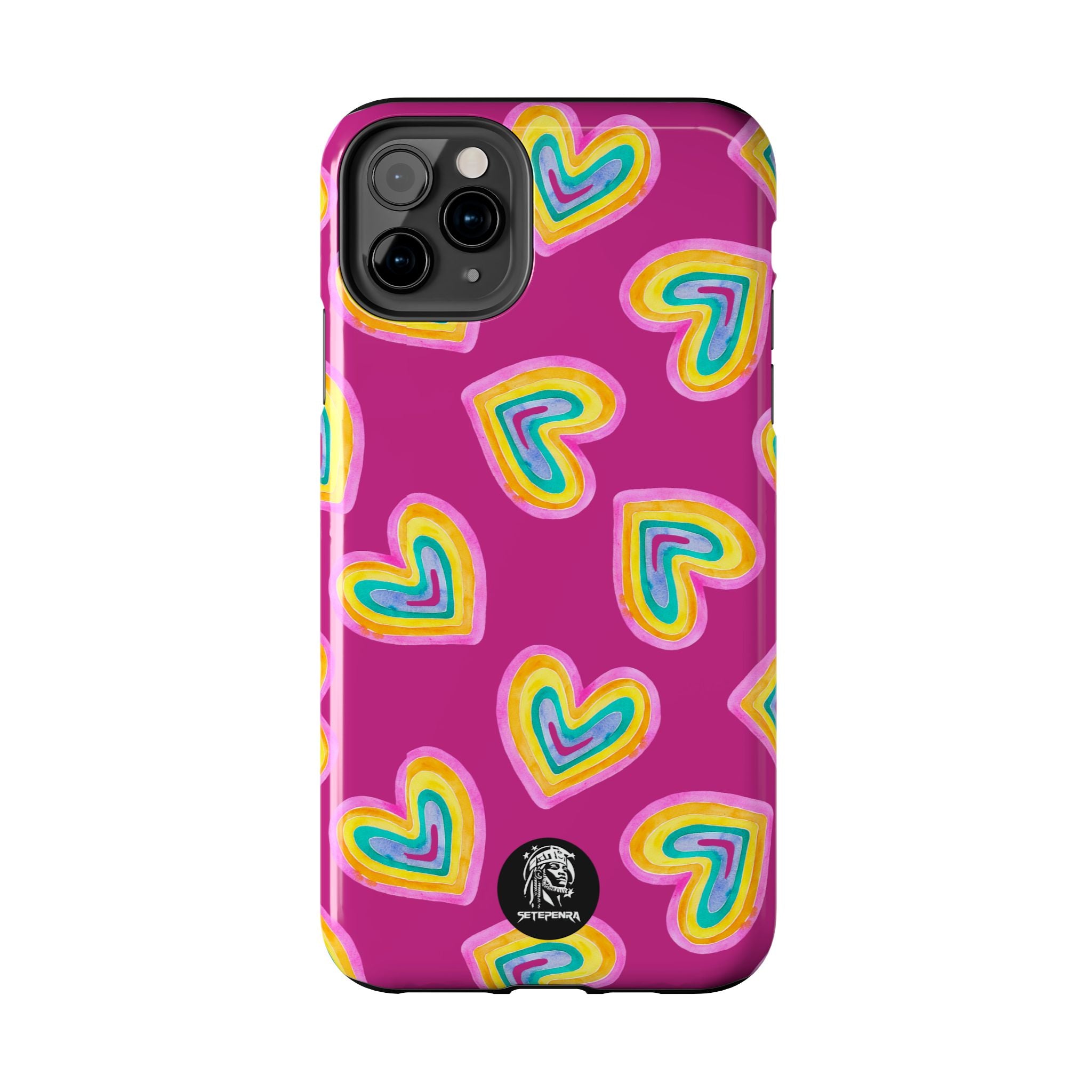 Rainbow Heart Tough Phone Case (For iPhone, Galaxy & More) - Pink