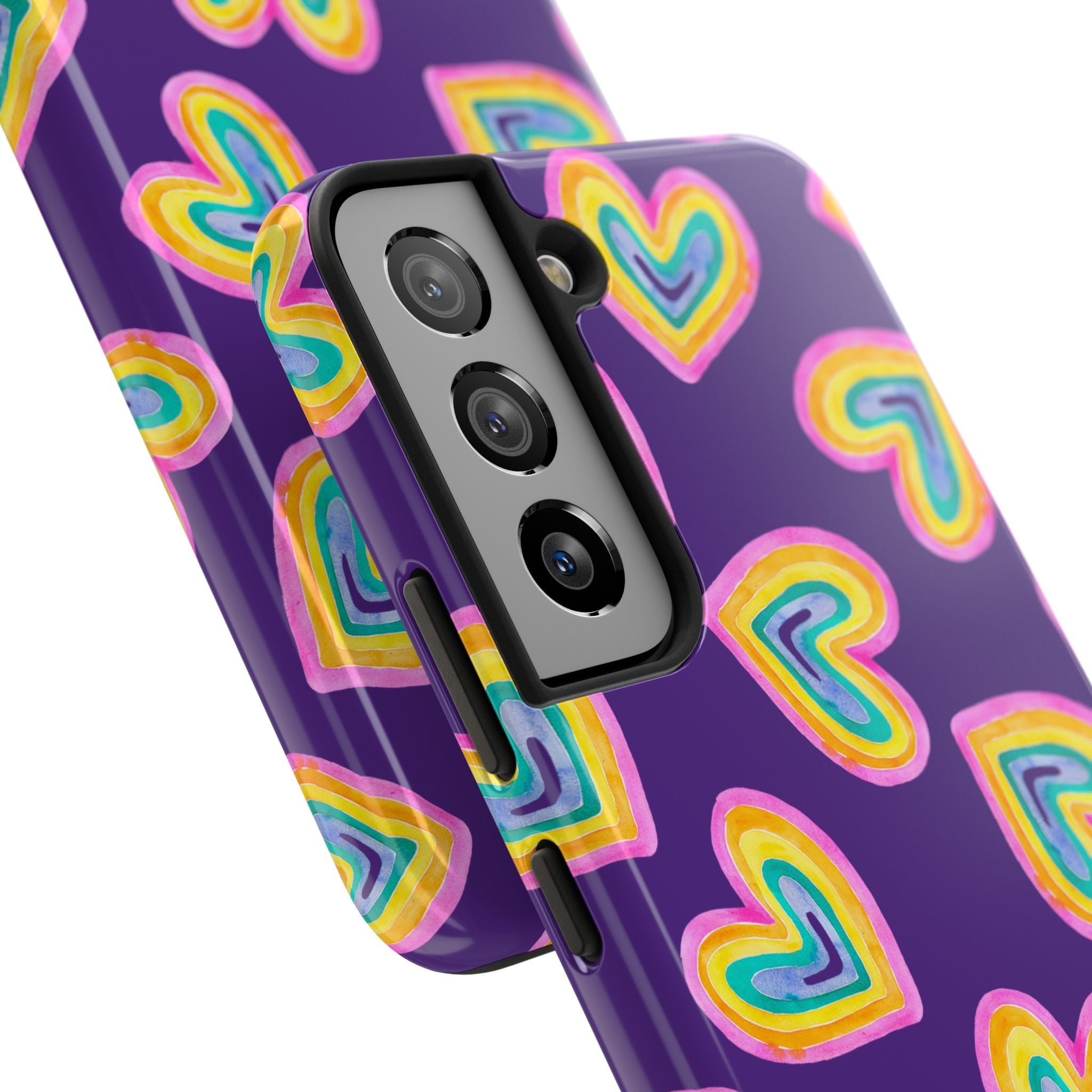 Rainbow Heart Tough Phone Case (For iPhone, Galaxy & More) - Purple