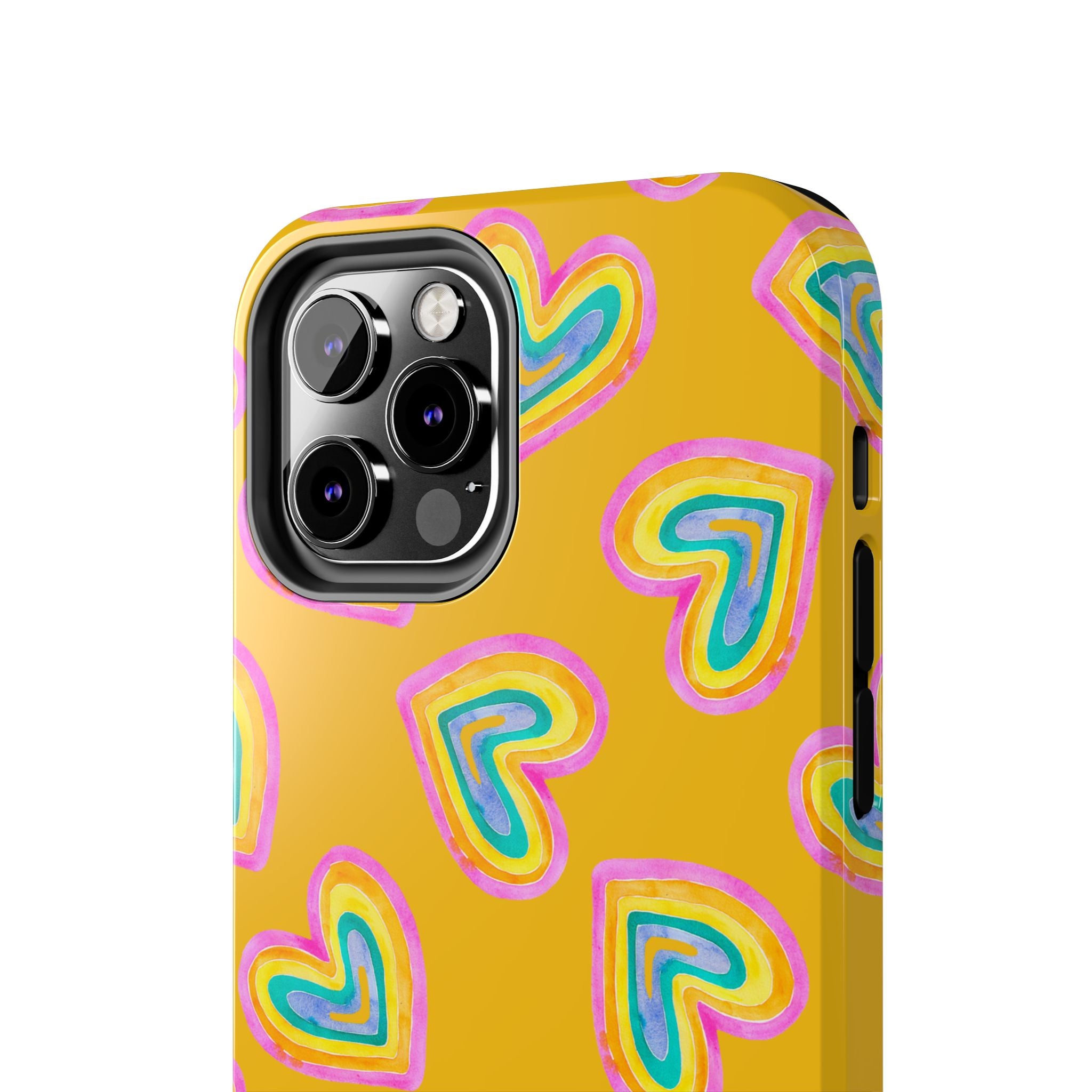 Rainbow Heart Tough Phone Case (For iPhone, Galaxy & More) - Yellow
