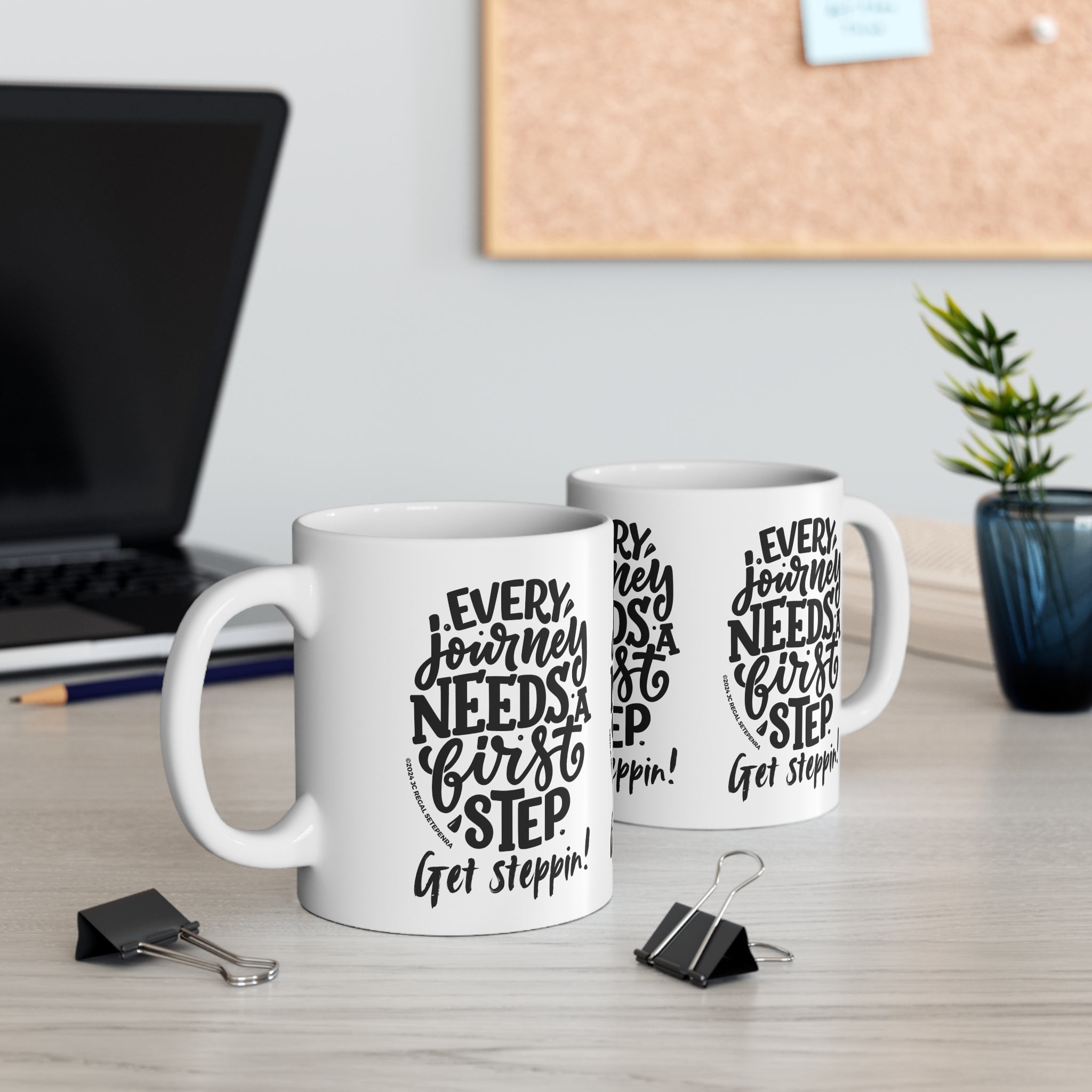 Get Steppin! White Ceramic Mug, 11oz SETEPENRA Mug.