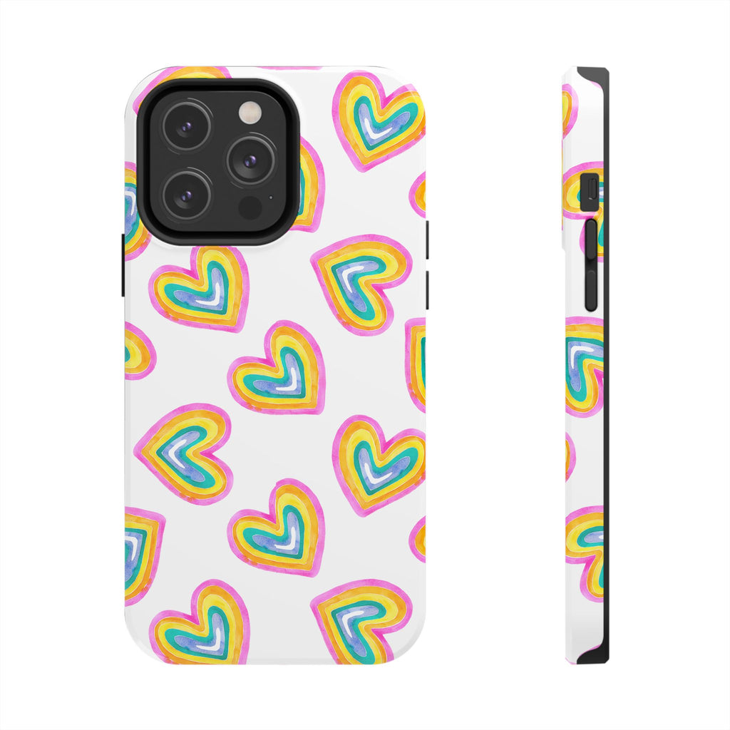 Rainbow Heart Tough Phone Case — Durable Cute Protective Phone Cover