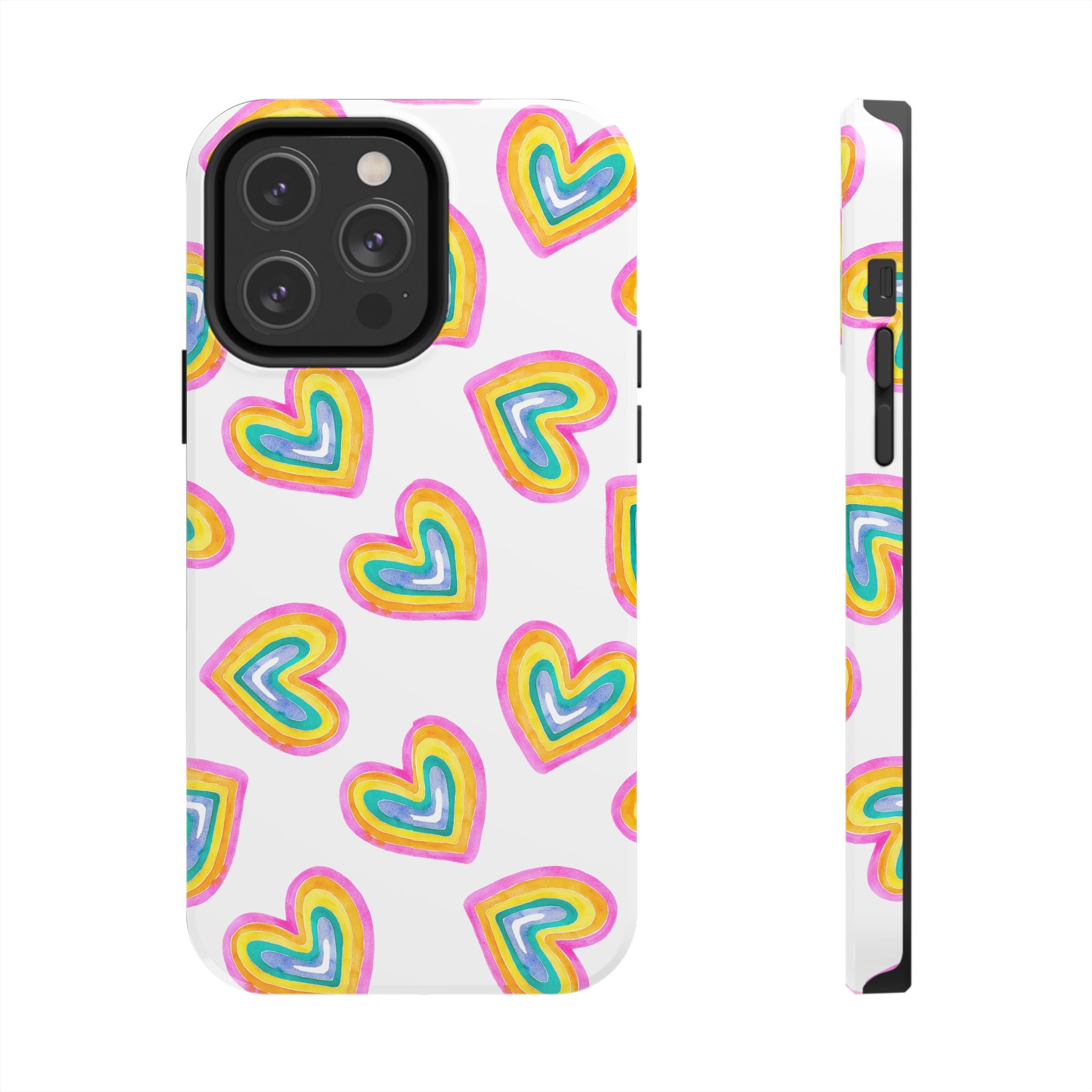 Rainbow Heart Tough Phone Case — Durable Cute Protective Phone Cover