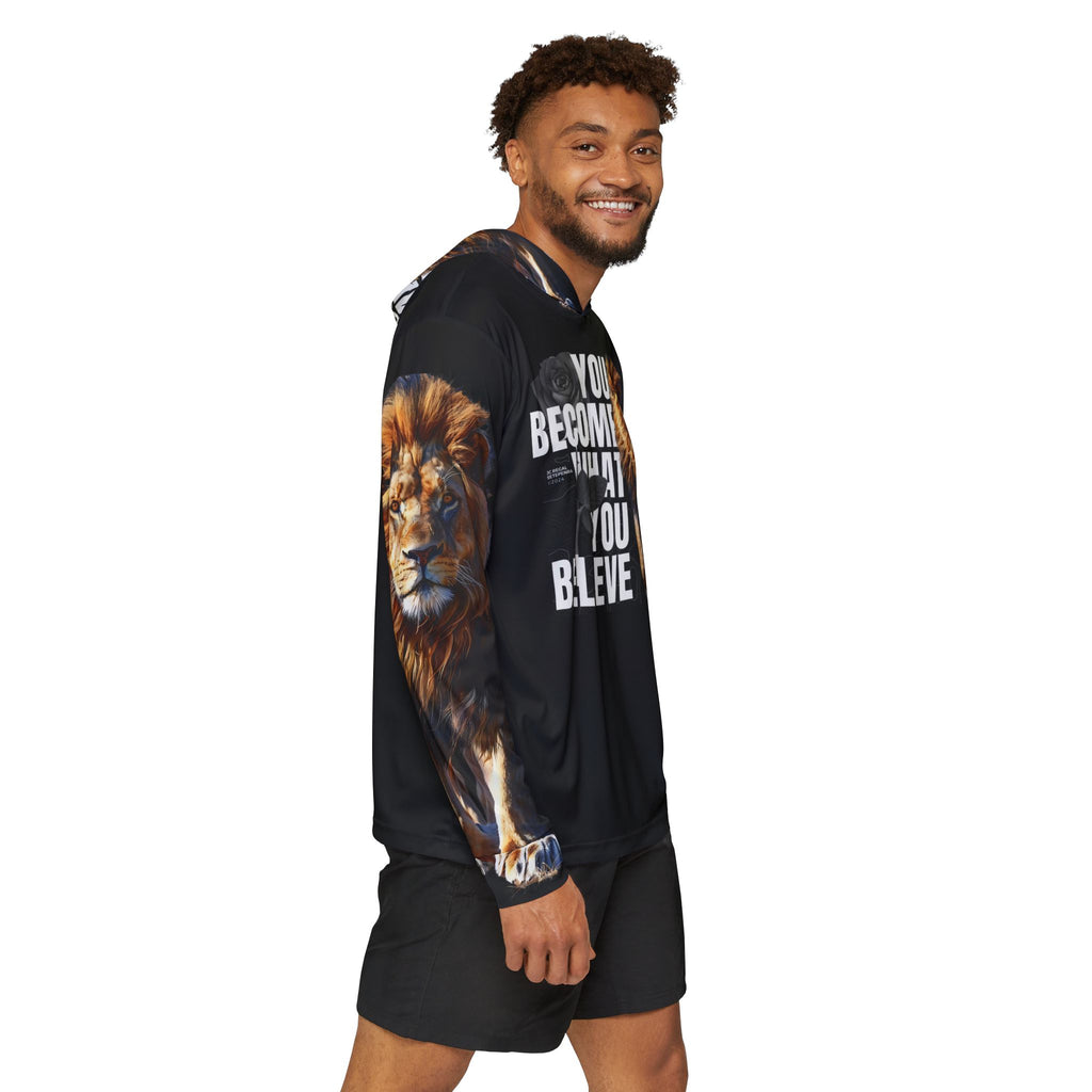 You Become What You Believe Men's Sports Warmup Hoodie (Black) SETEPENRA All Over Prints.