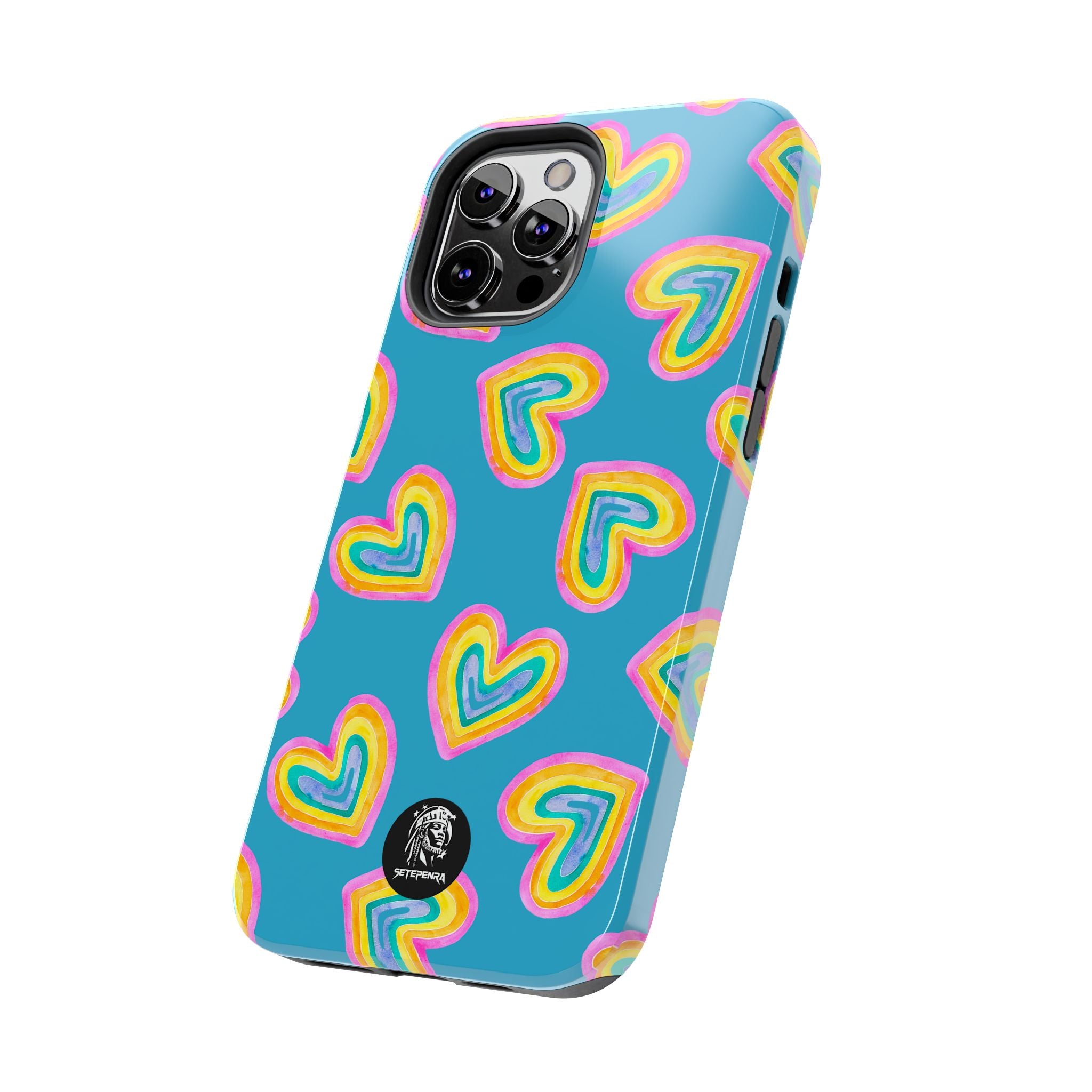 Rainbow Heart Tough Phone Case (For iPhone, Galaxy & More) - Turquoise