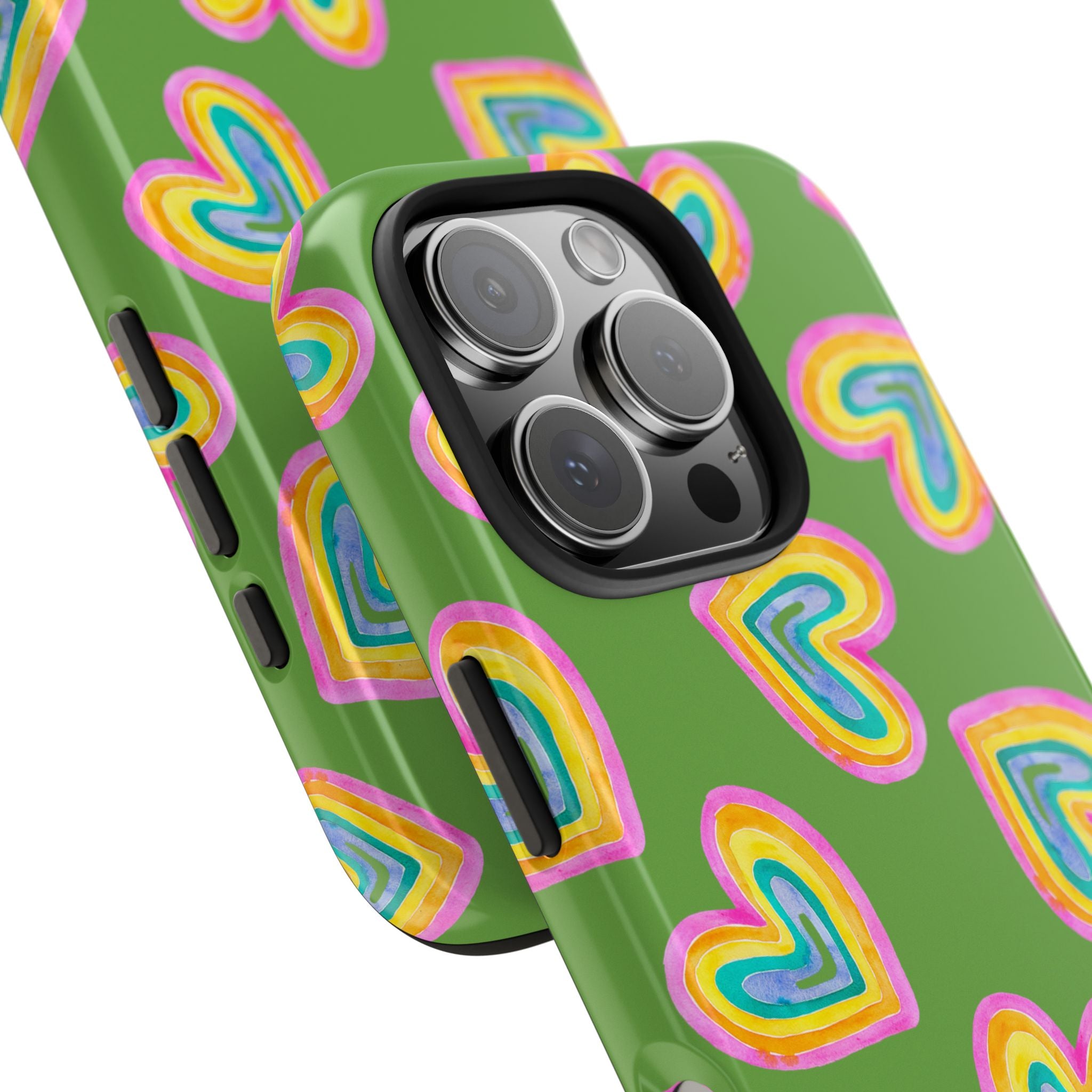 Rainbow Heart Tough Phone Case (For iPhone, Galaxy & More) - Green SETEPENRA Phone Case.