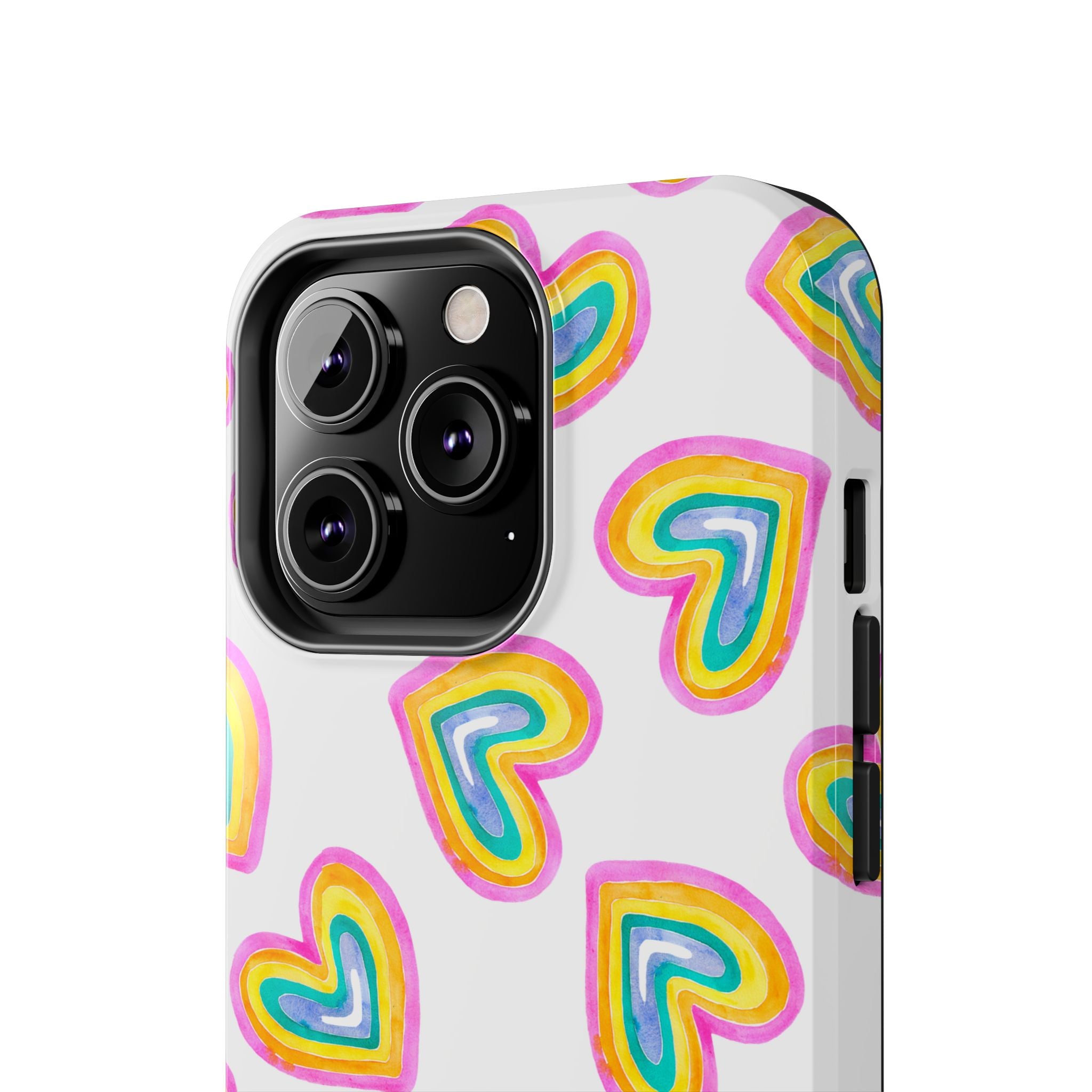 Rainbow Heart Tough Phone Case (For iPhone, Galaxy & More) - White