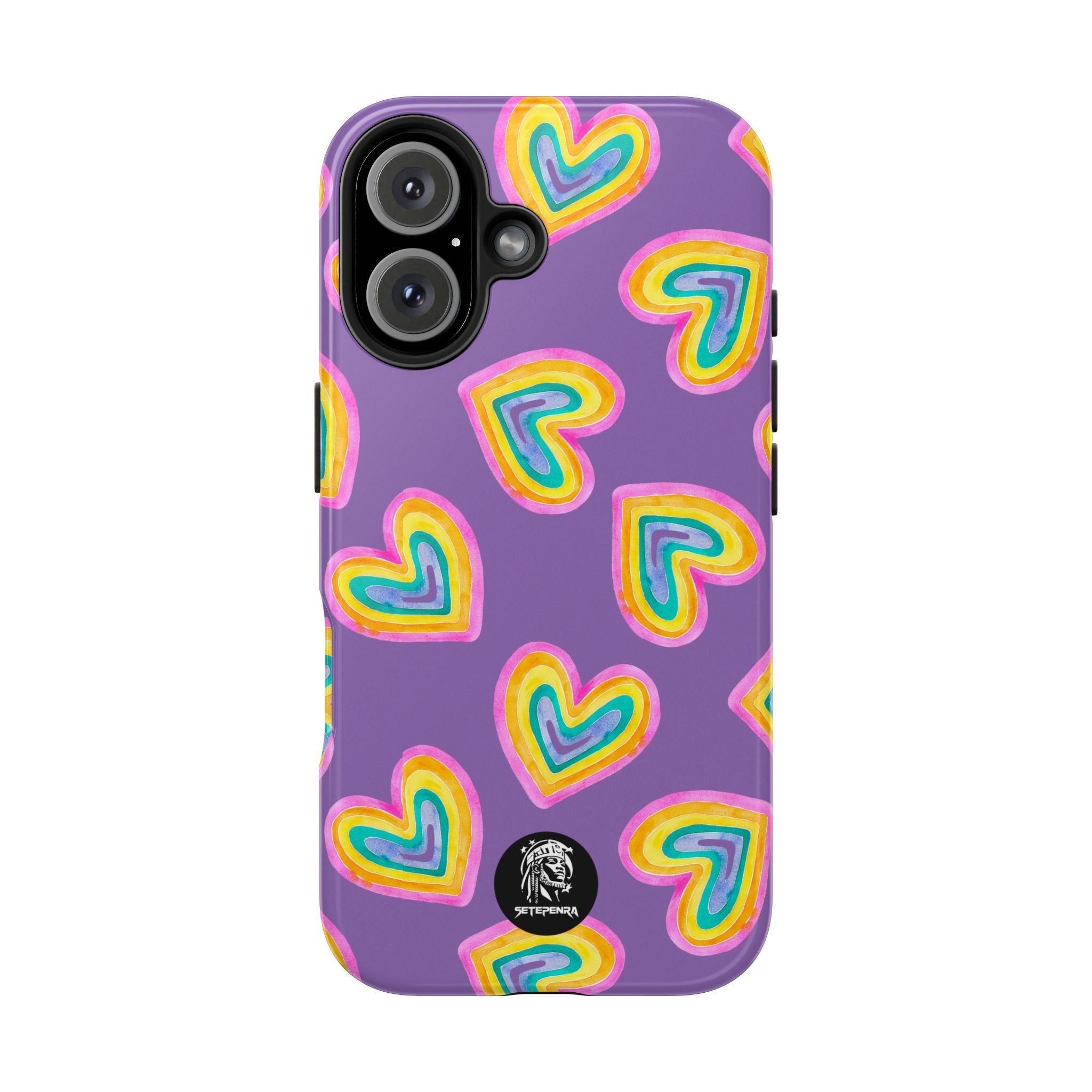 Rainbow Heart Tough Phone Case (For iPhone, Galaxy & More) - Light Purple