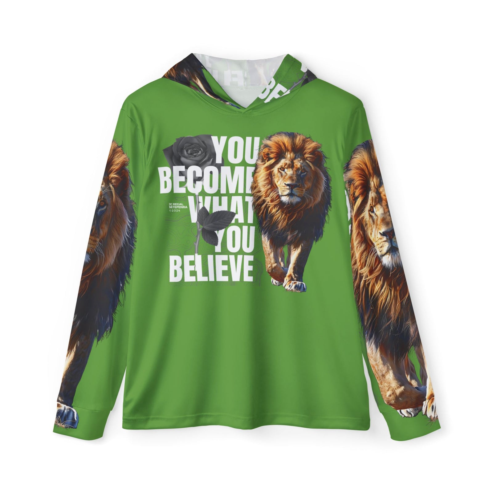 You Become What You Believe Men's Sports Warmup Hoodie (Green) SETEPENRA All Over Prints.