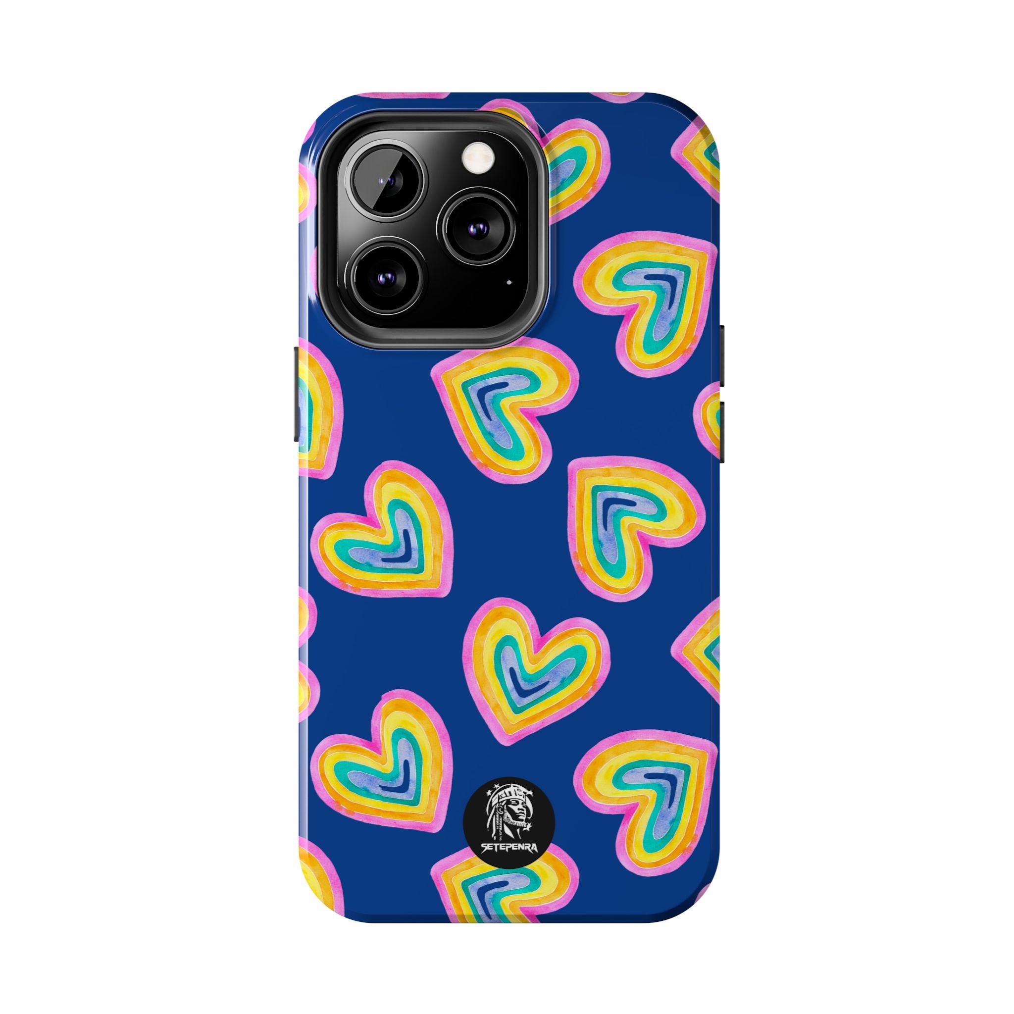 Rainbow Heart Tough Phone Case (For iPhone, Galaxy & More) - Dark Blue