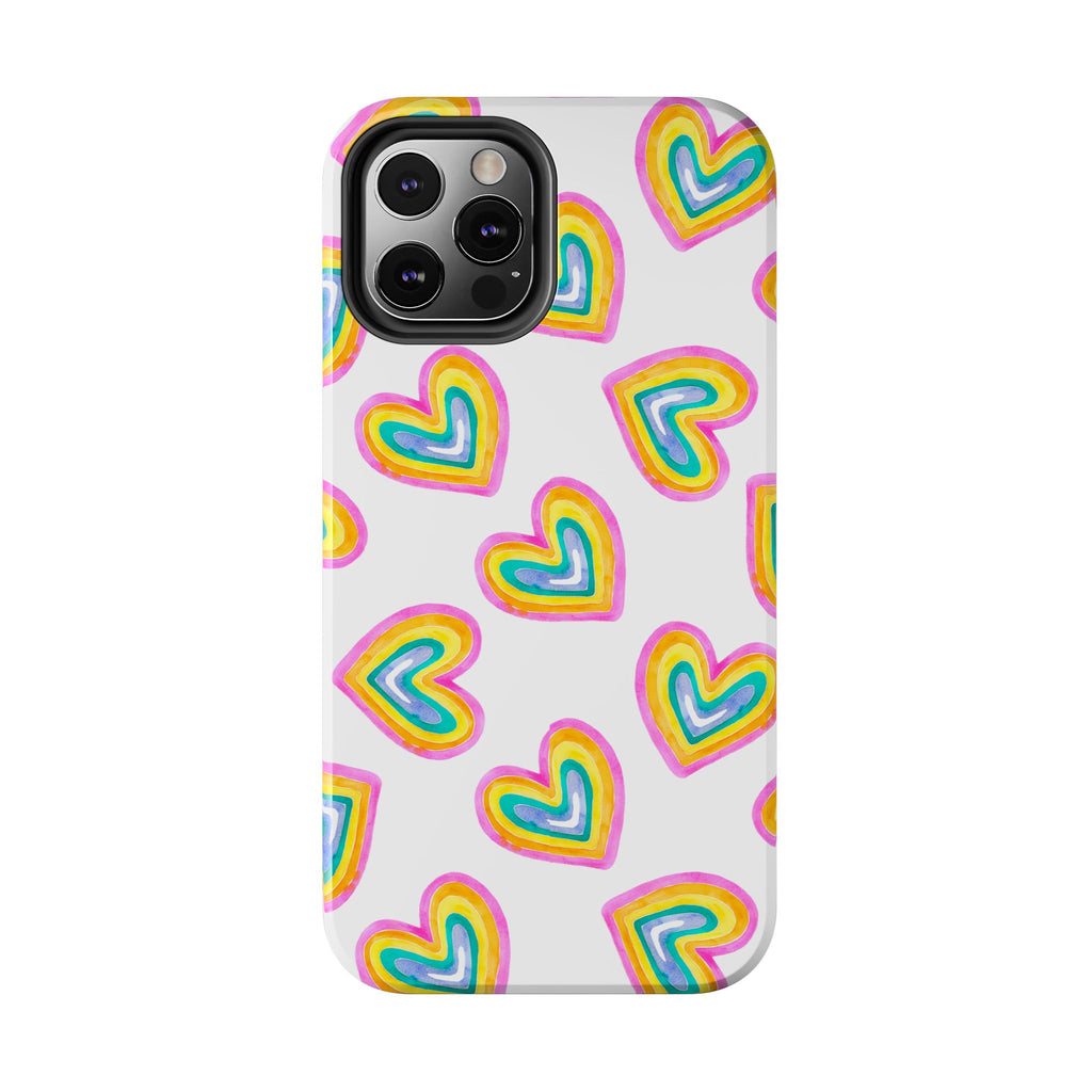 Rainbow Heart Tough Phone Case — Durable Cute Protective Phone Cover