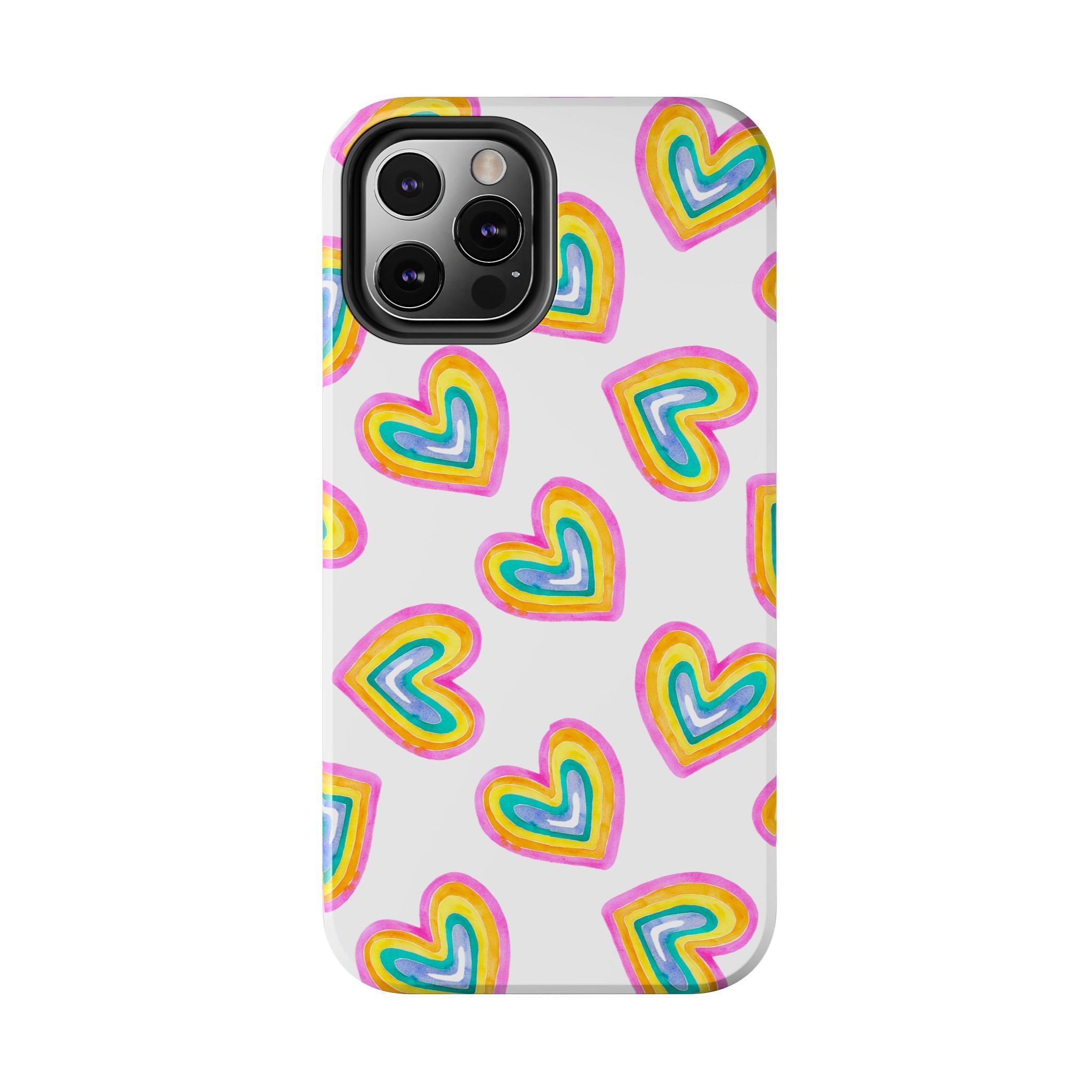 Rainbow Heart Tough Phone Case — Durable Cute Protective Phone Cover