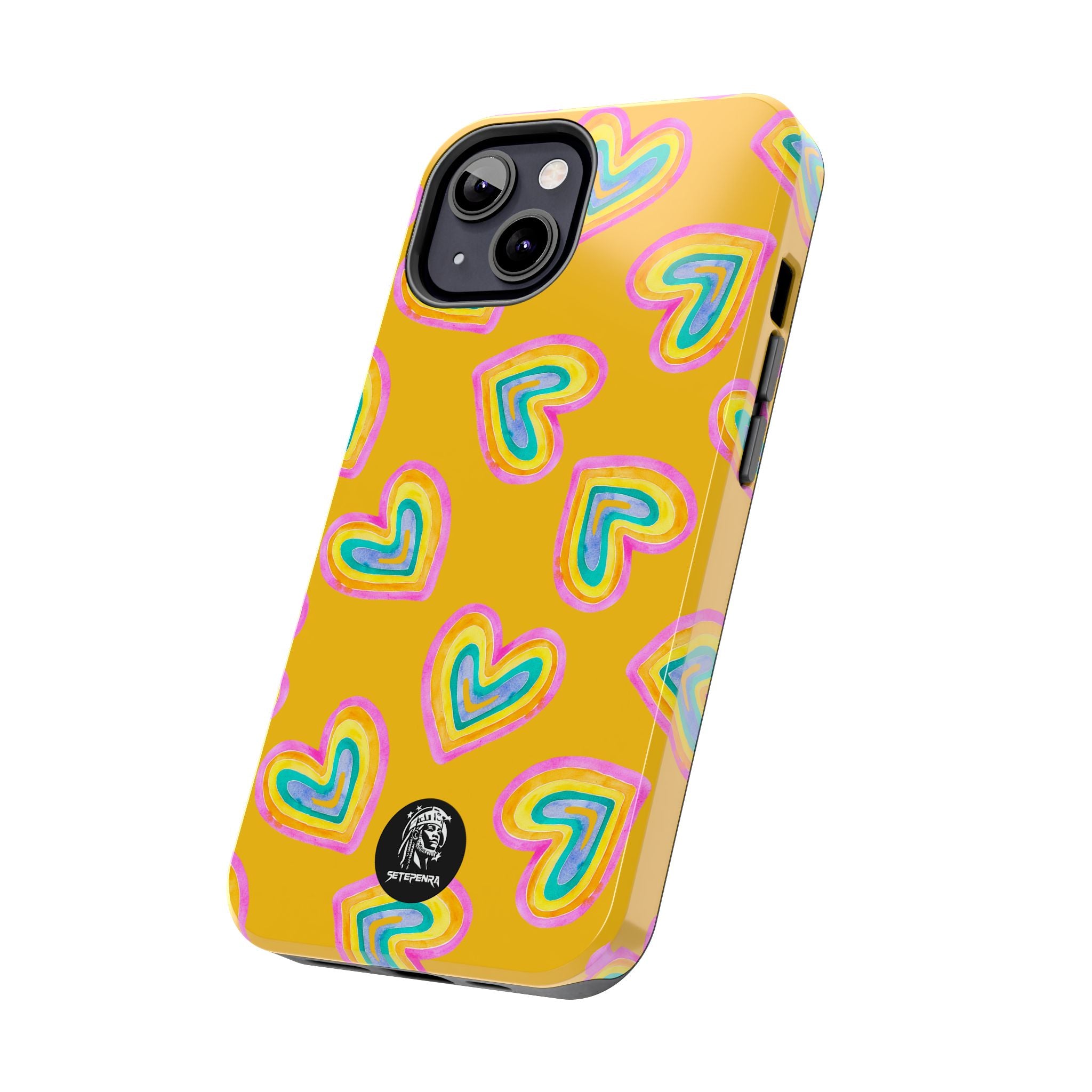 Rainbow Heart Tough Phone Case (For iPhone, Galaxy & More) - Yellow