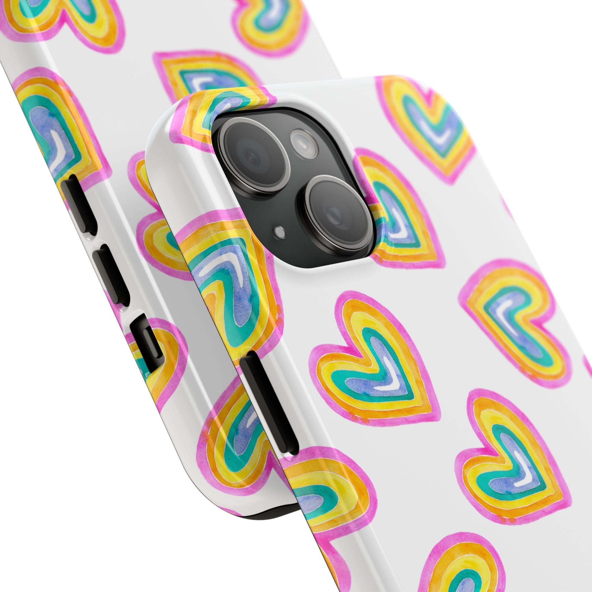 Rainbow Heart Tough Phone Case — Durable Cute Protective Phone Cover