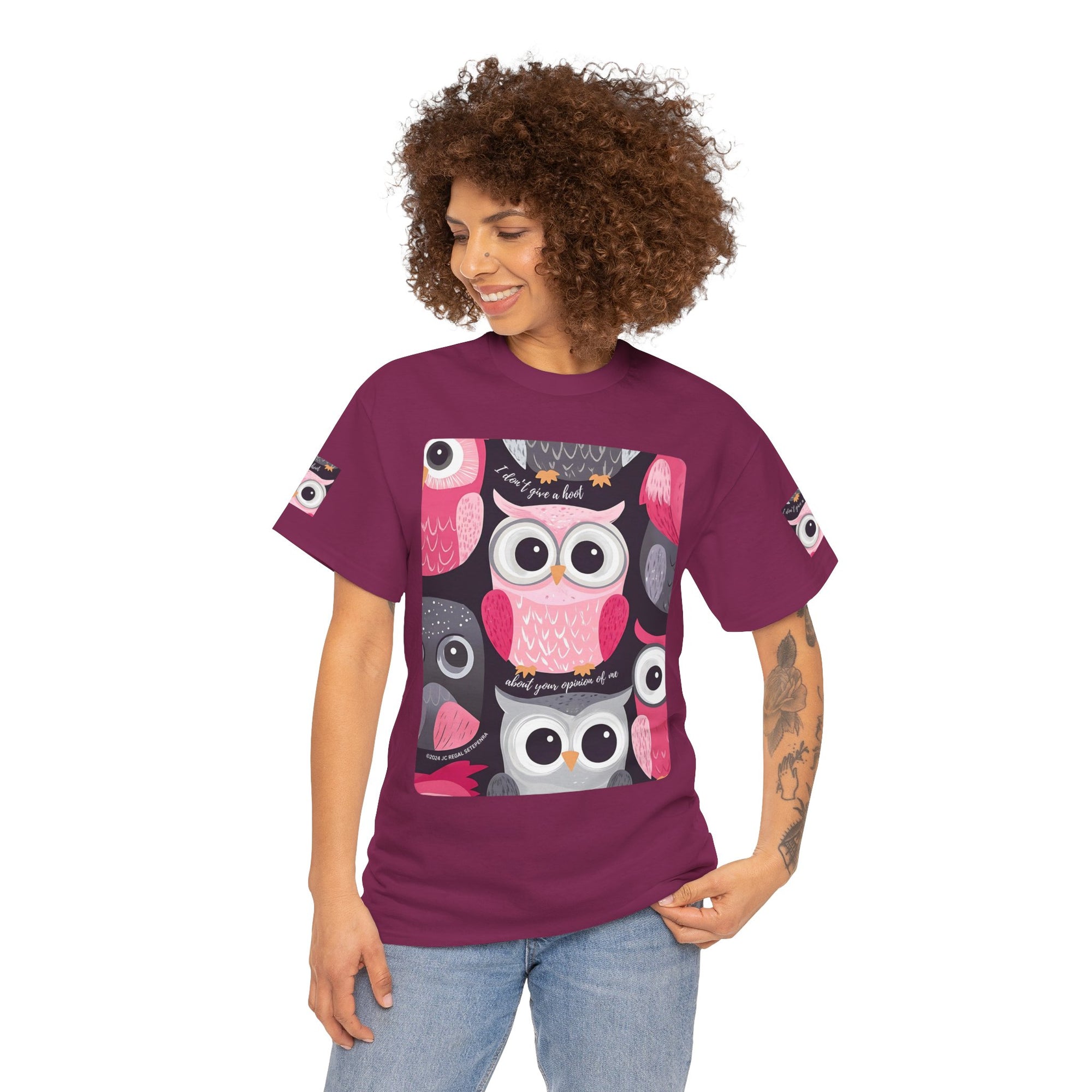 Don't Give A Hoot Unisex Heavy Cotton Tee SETEPENRA T-Shirt.