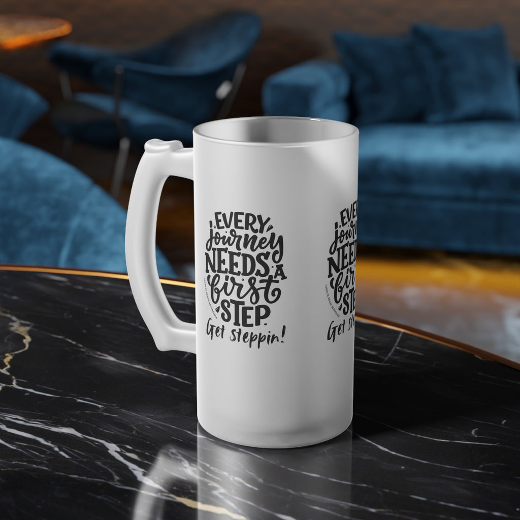 Get Steppin! Frosted Glass Beer Mug, 16oz SETEPENRA Mug.