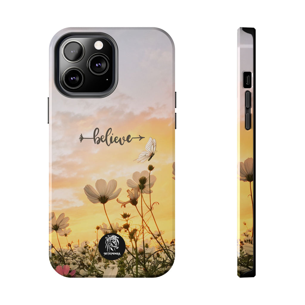 Believe Tough Phone Case (For iPhone, Galaxy & More) - Aesthetic Flower SETEPENRA Phone Case.