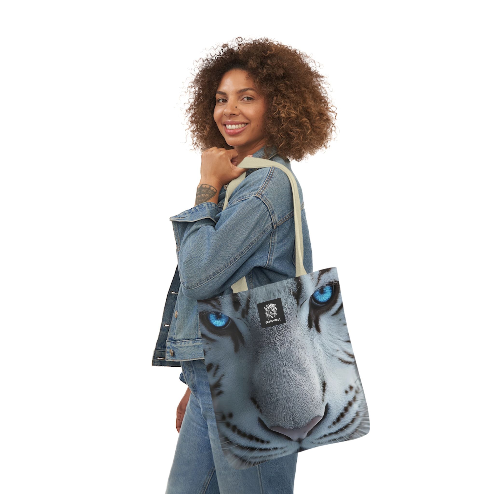 Primal Power Canvas Tote Bag, 5-Color Straps - White Tiger (2nd Edition)