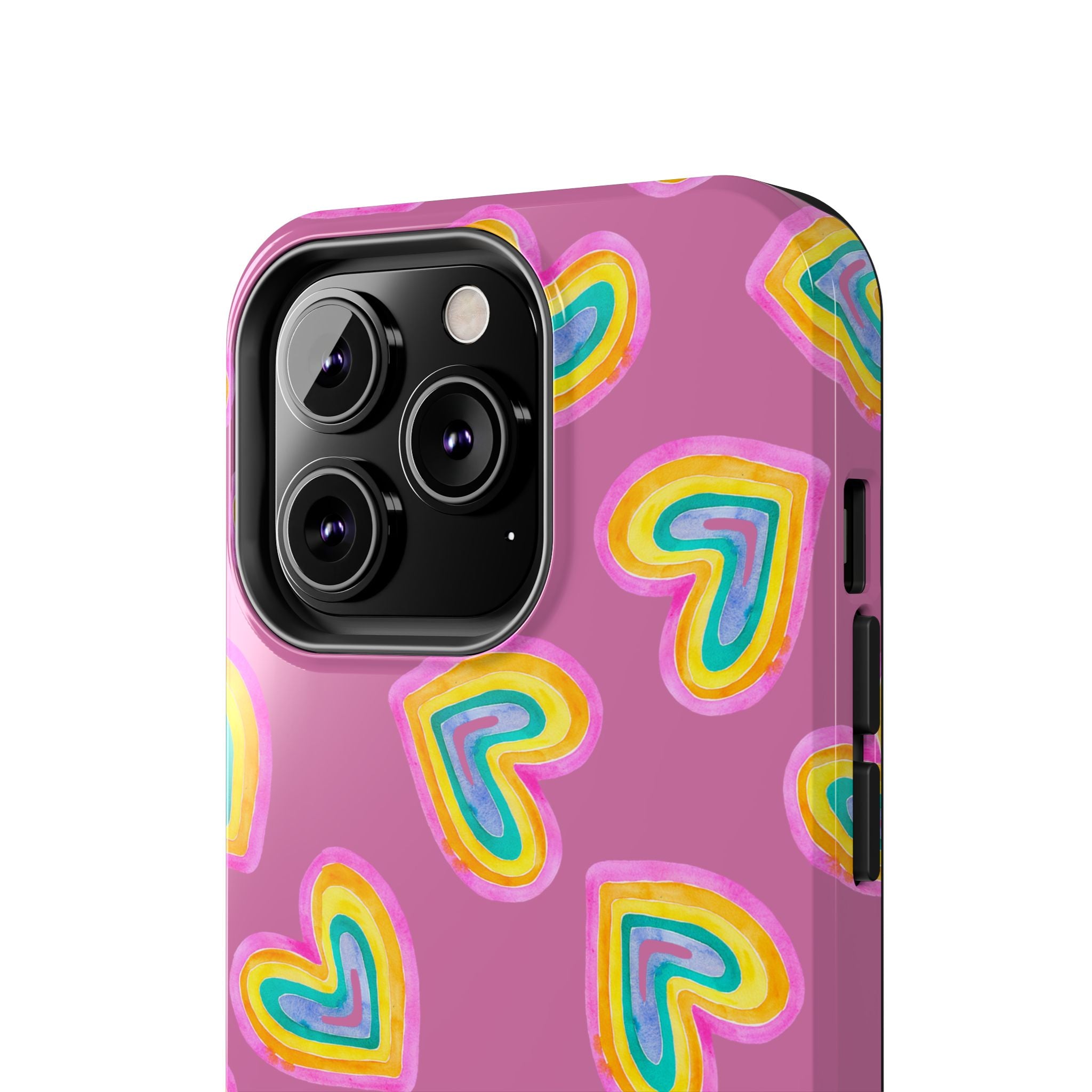 Rainbow Heart Tough Phone Case (For iPhone, Galaxy & More) - Light Pink