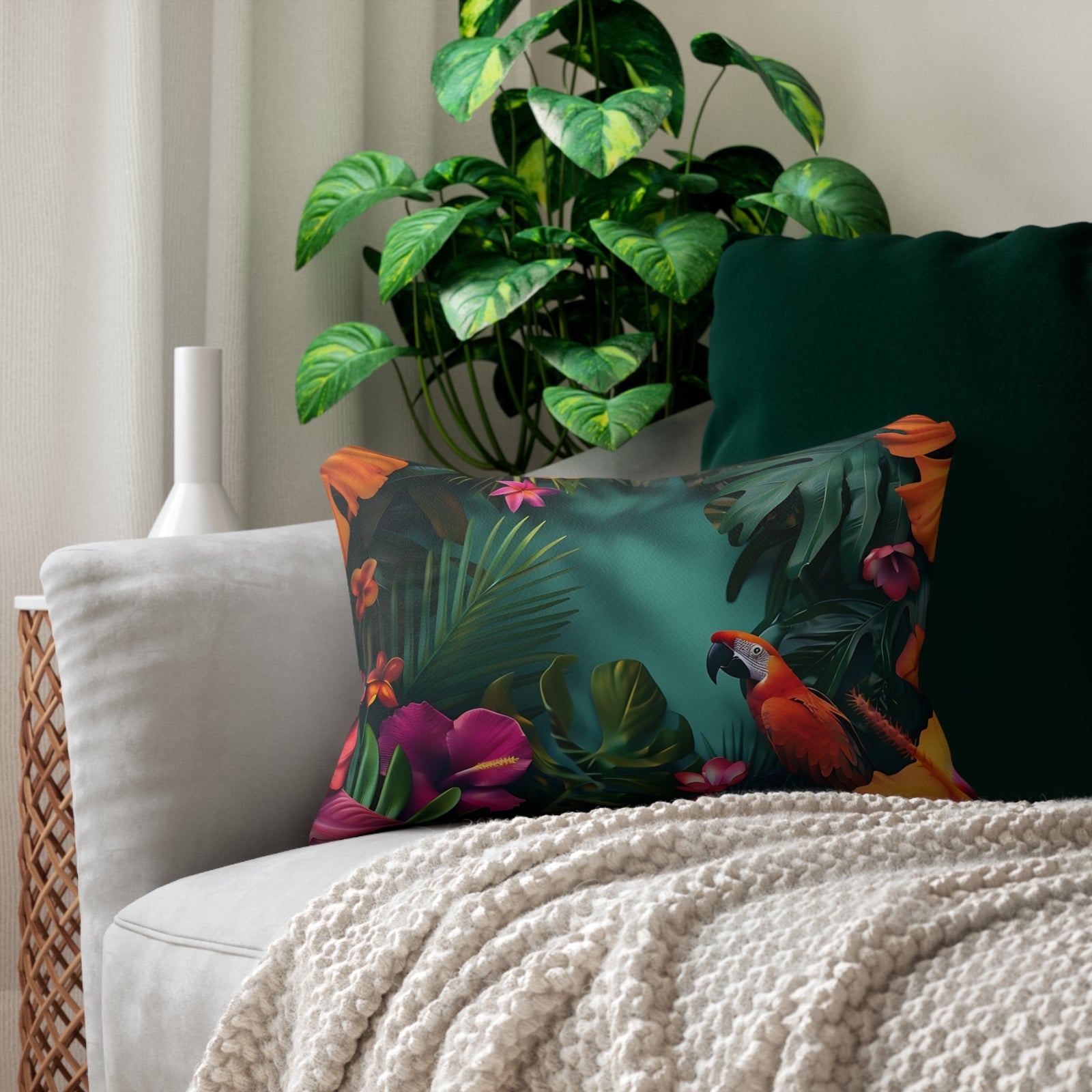 Tropican Retreat (Scene 2) Spun Polyester Lumbar Pillow SETEPENRA Home Decor.