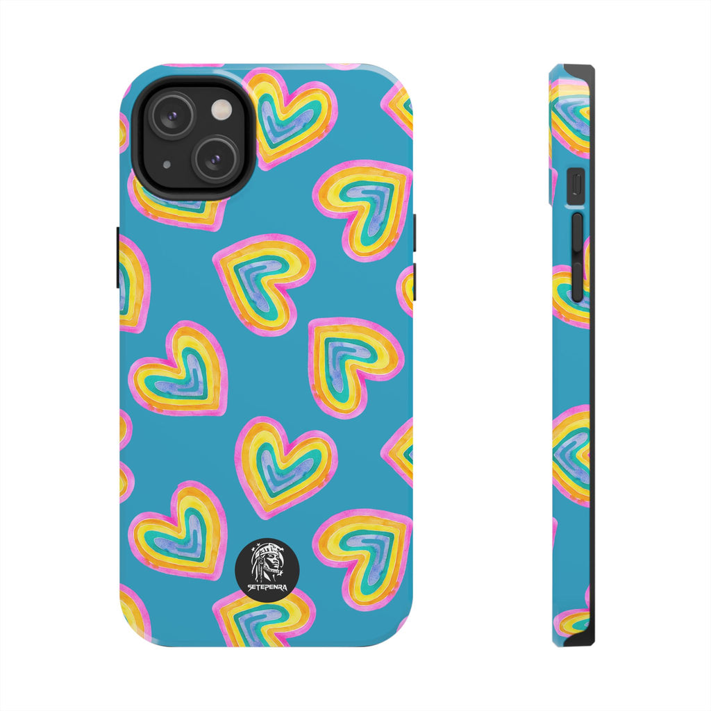 Rainbow Heart Tough Phone Case (For iPhone, Galaxy & More) - Turquoise