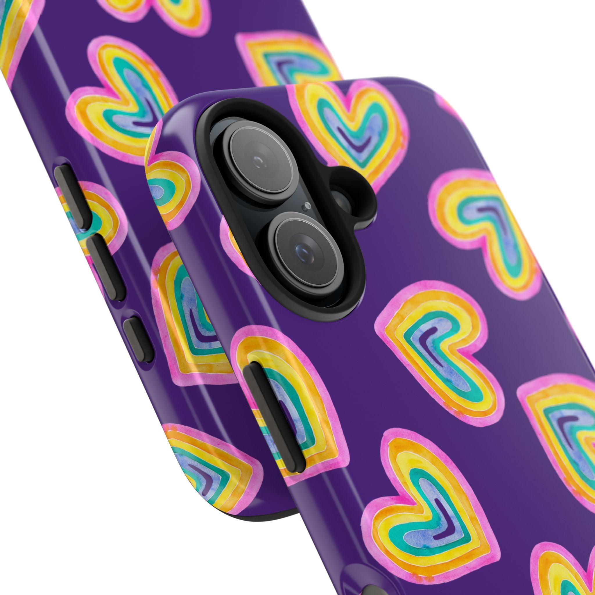 Rainbow Heart Tough Phone Case (For iPhone, Galaxy & More) - Purple